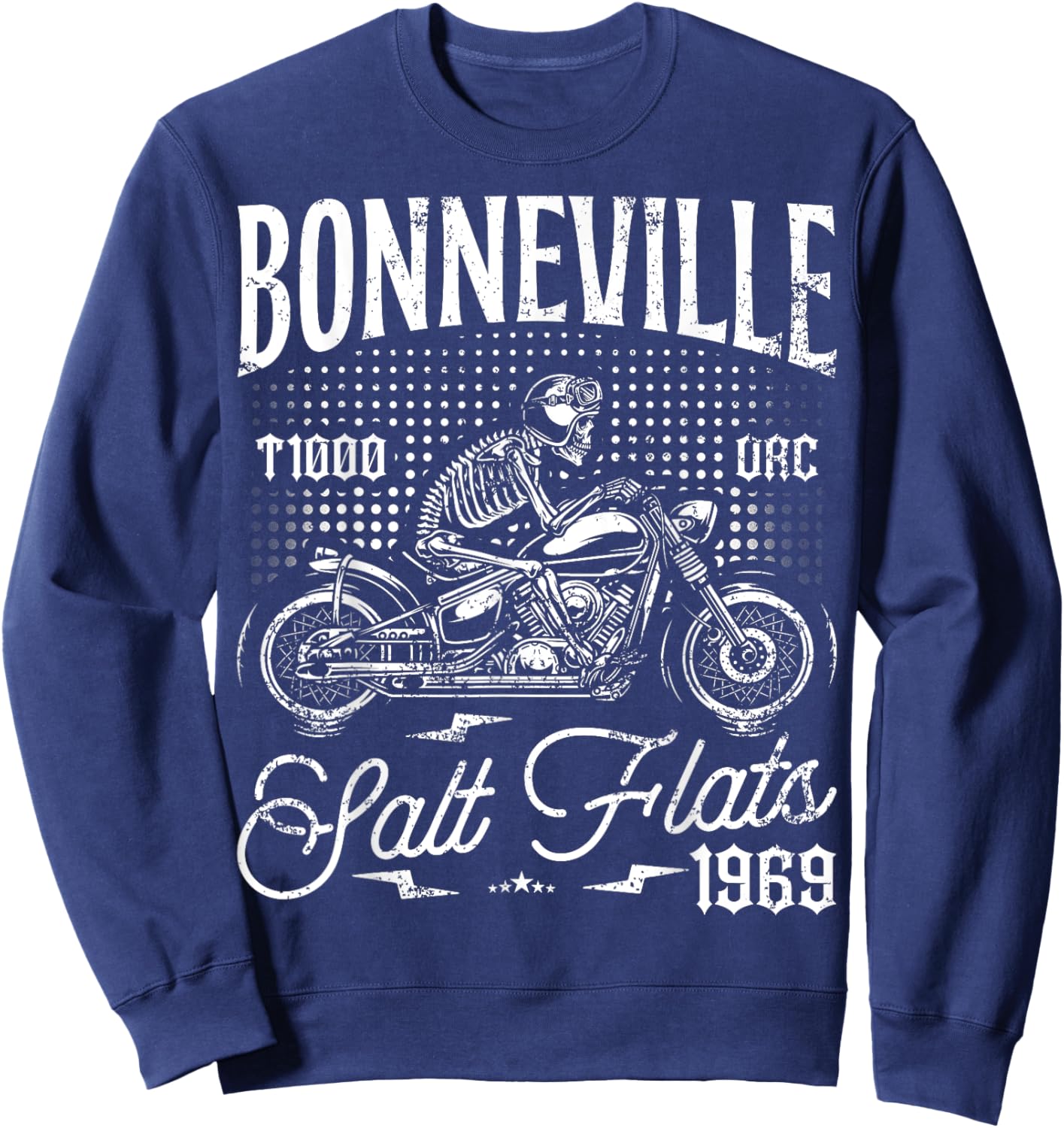 Bonneville Salt Flats Motorcycle Racing Vintage Biker Sweatshirt - Sweatshirt | Navy
