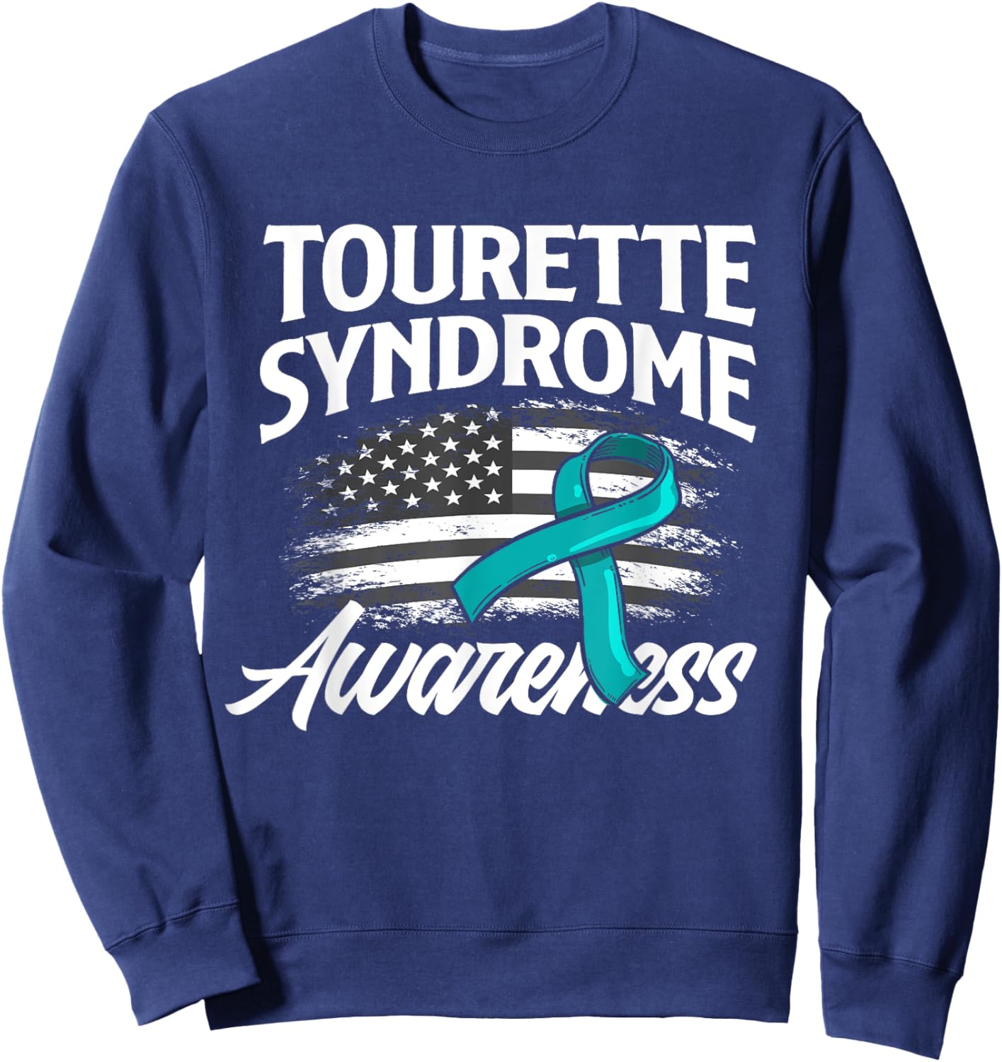 Patriotic US Flag Tourette Syndrome Awareness Sweatshirt - Sweatshirt | Navy