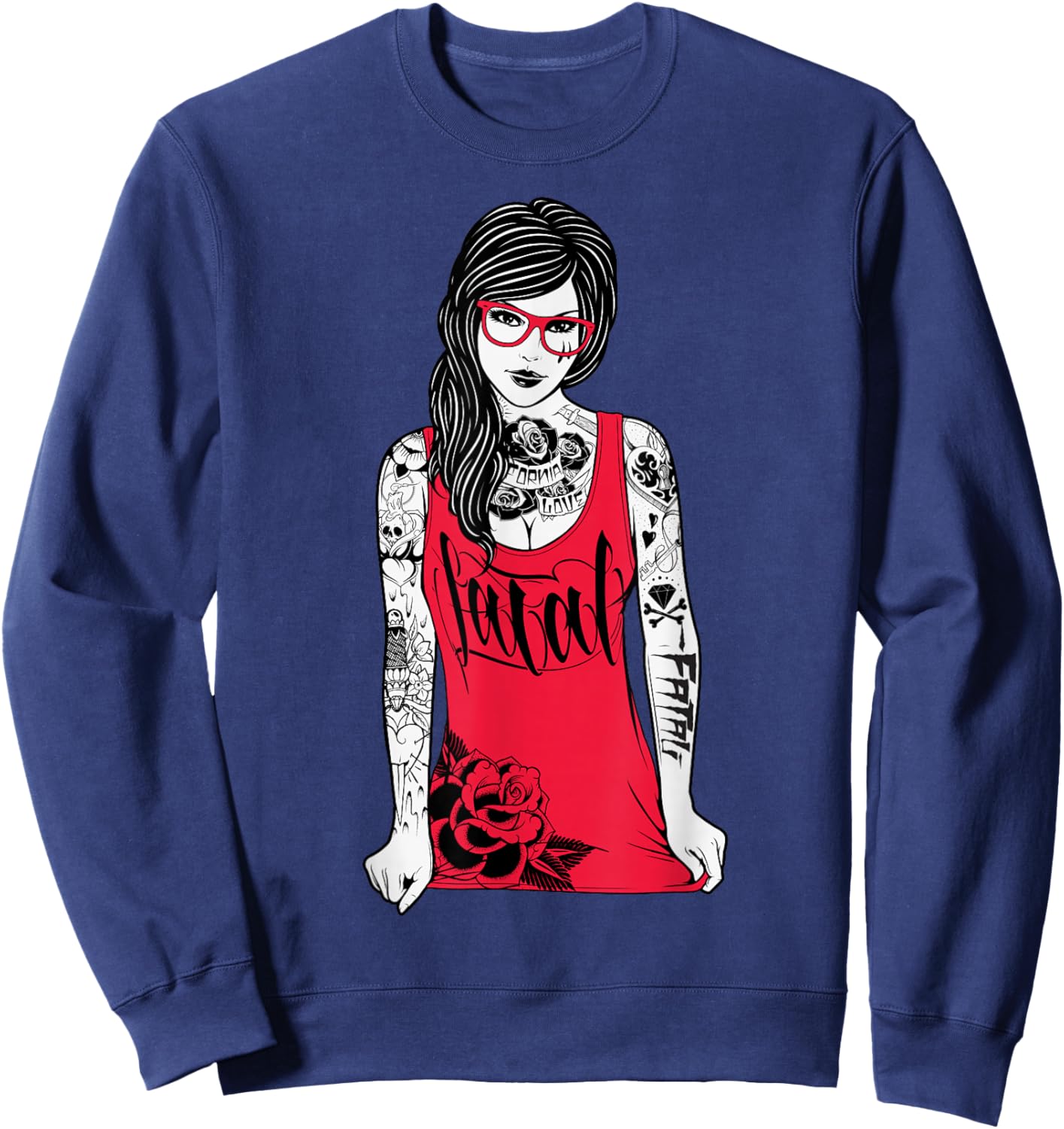 Fatal Hipster , -Adults, Black, Small, Short Sleeve, Classic Fit Sweatshirt - Sweatshirt | Navy