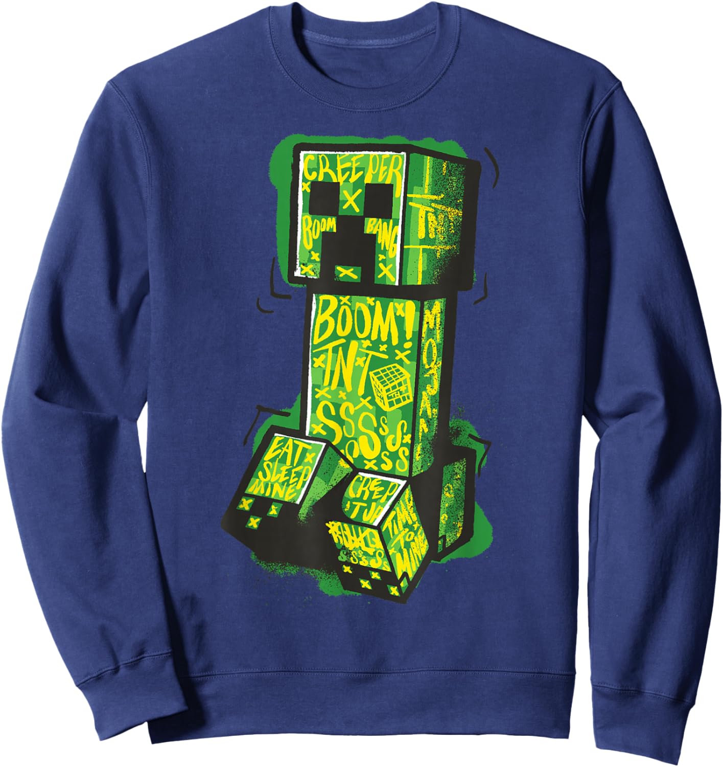 Minecraft Creeper Street Graffiti Fill Sweatshirt - Sweatshirt | Navy