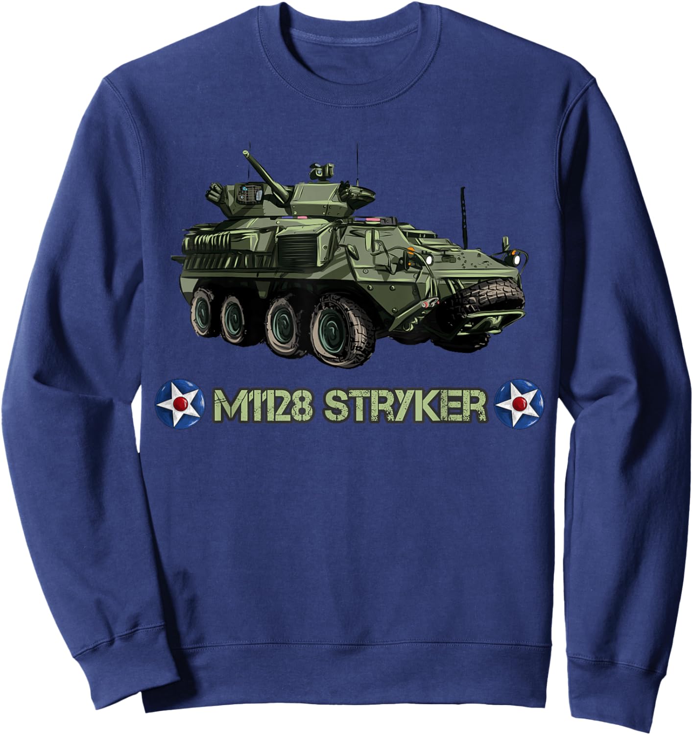 American Military Tank Vehicle M1128 Stryker Sweatshirt - Sweatshirt | Navy