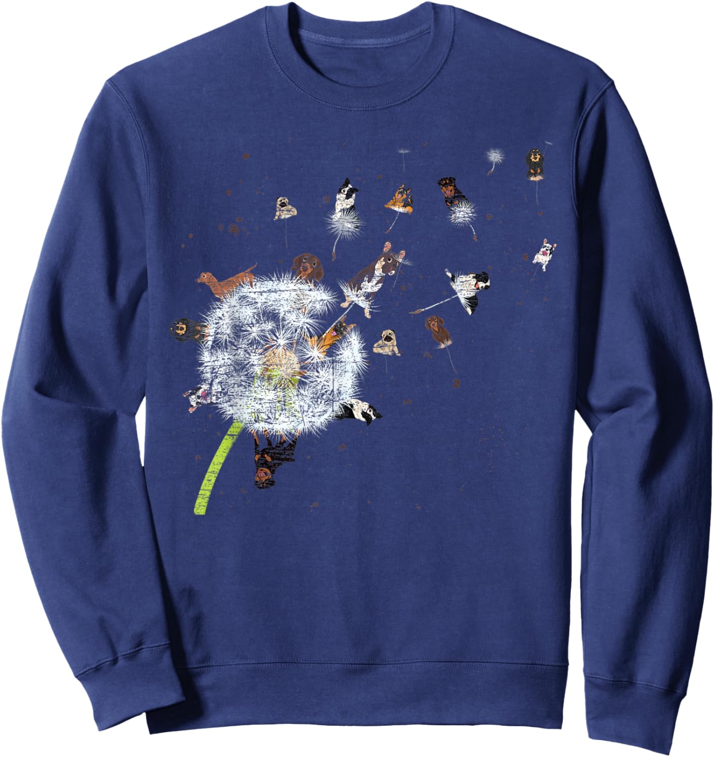 Puppy Dandelion Dog Lover Dog Owner Flower Animal Dog Women Kids Sweatshirt - Sweatshirt | Navy