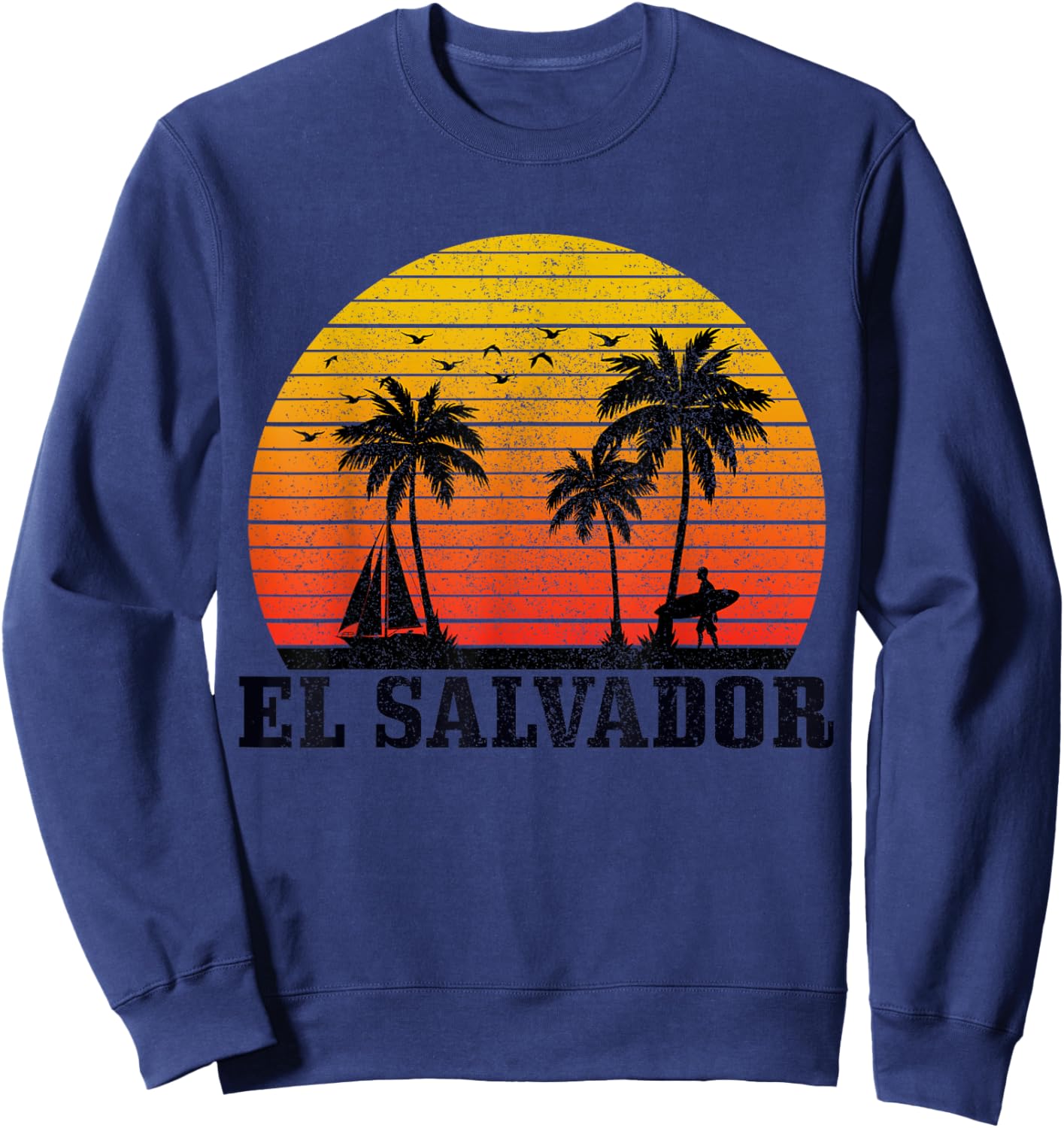 El Salvador Surfer Vintage Caribbean Souvenir Sweatshirt - Sweatshirt | Navy