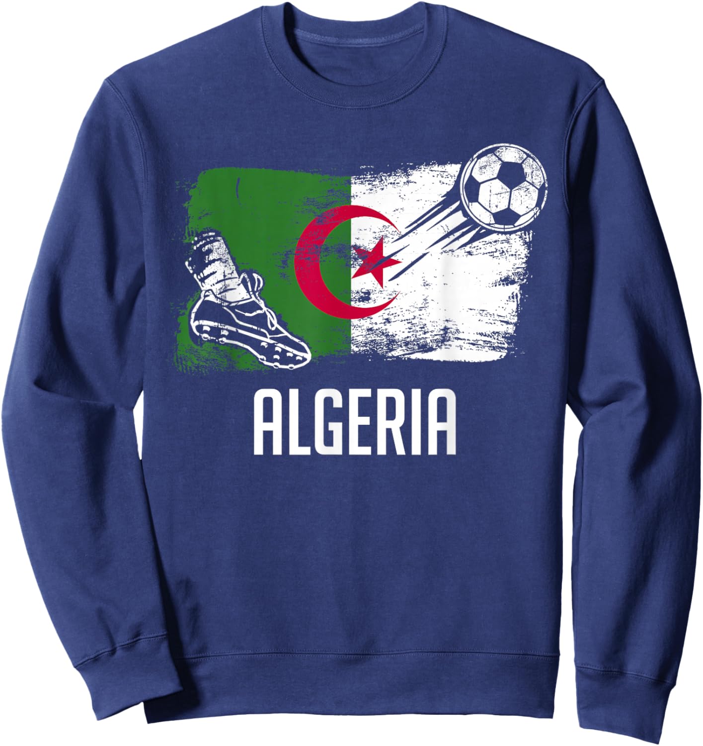 Algeria Flag Jersey Algerian Soccer Team Algerian Sweatshirt - Sweatshirt | Navy