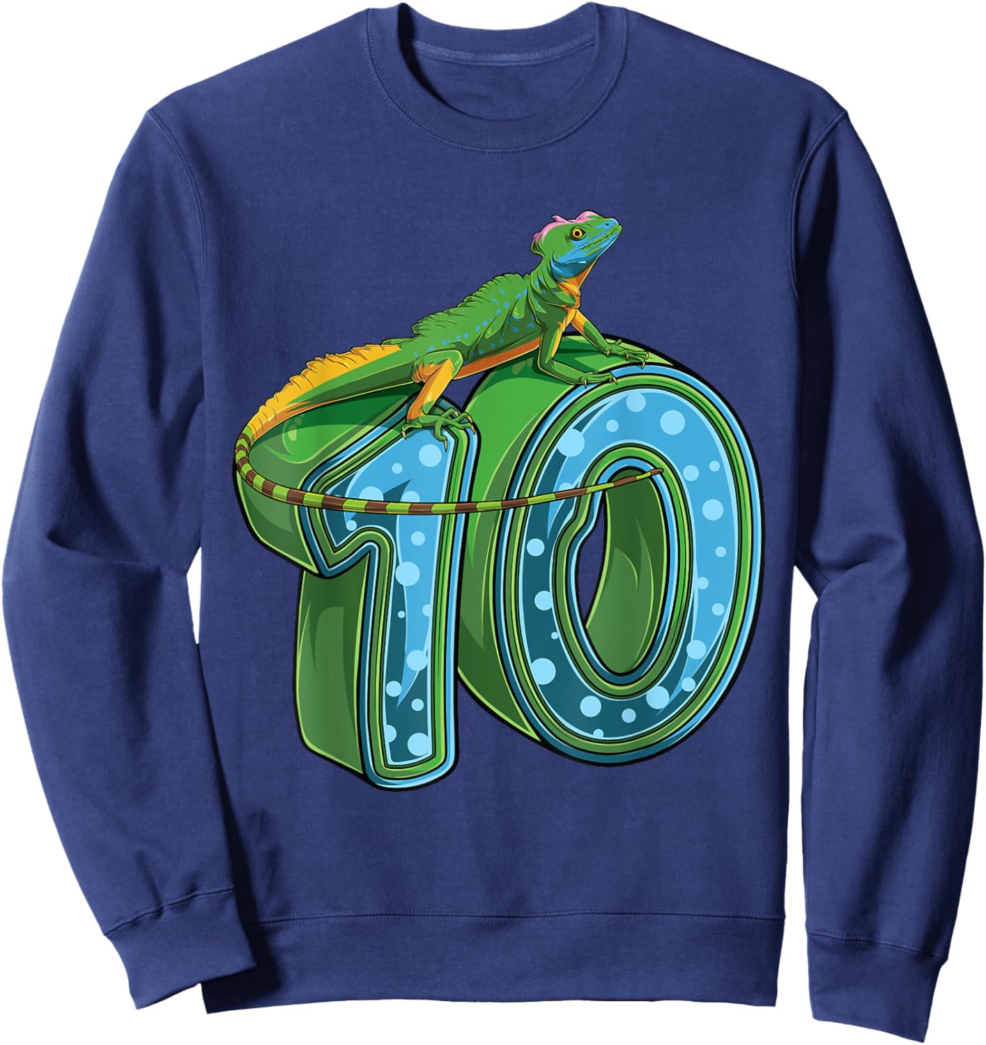 10 Year Old Lizard Reptile 10th Birthday Party B-day Sweatshirt - Sweatshirt | Navy