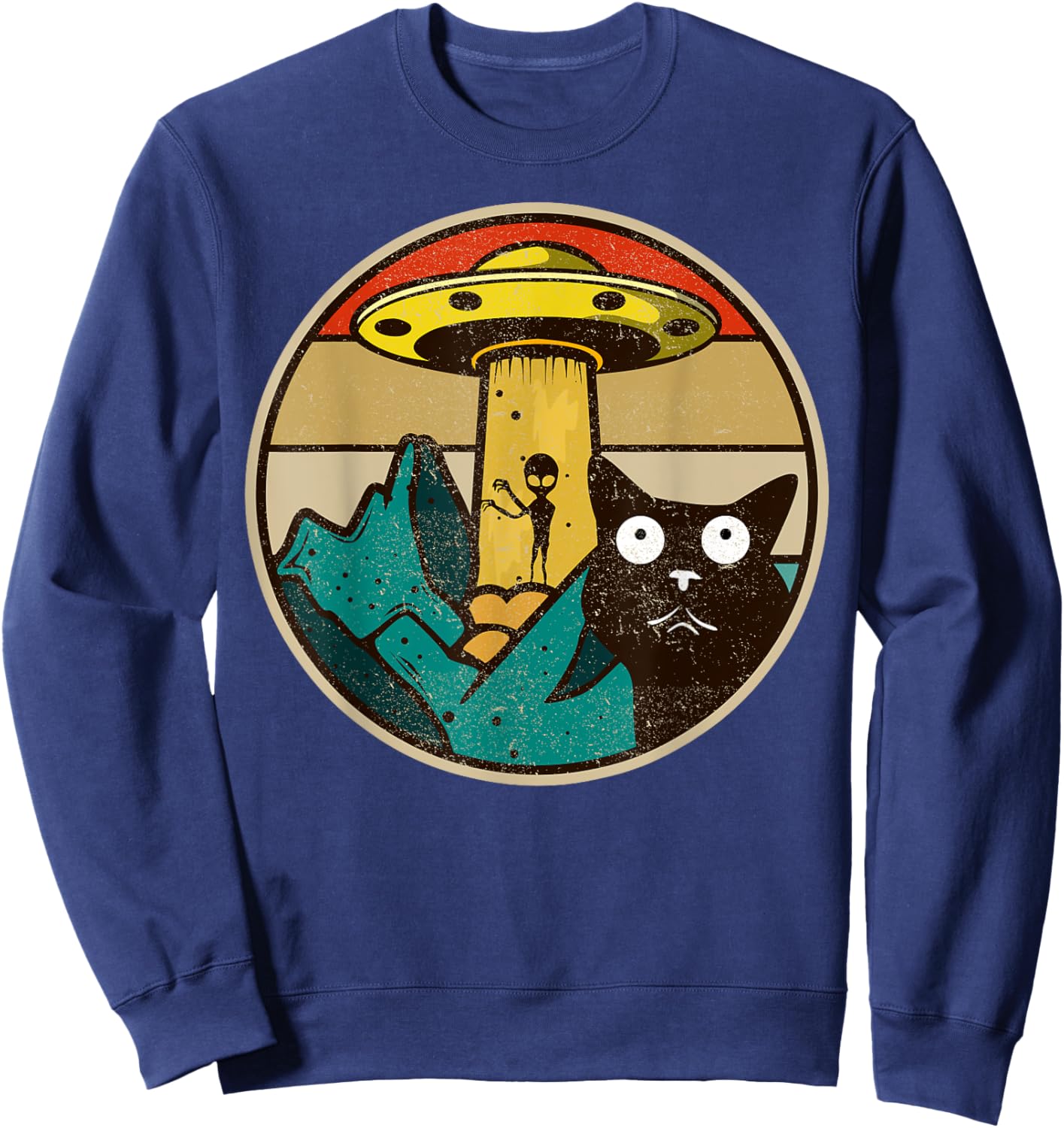 UFO - Crazy Cat & Alien Sweatshirt - Sweatshirt | Navy