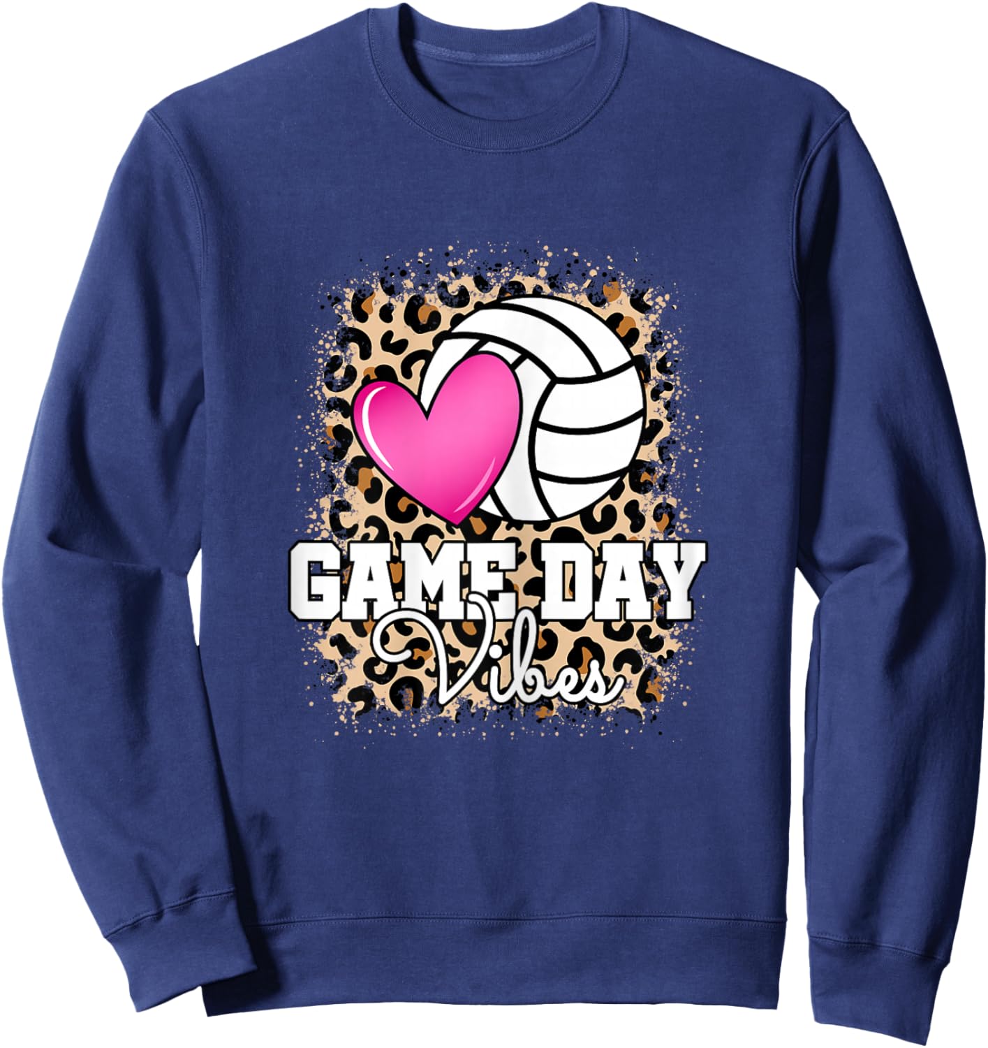 Game Day Volleyball Leopard Women Girls Volleyball Sweatshirt - Sweatshirt | Navy