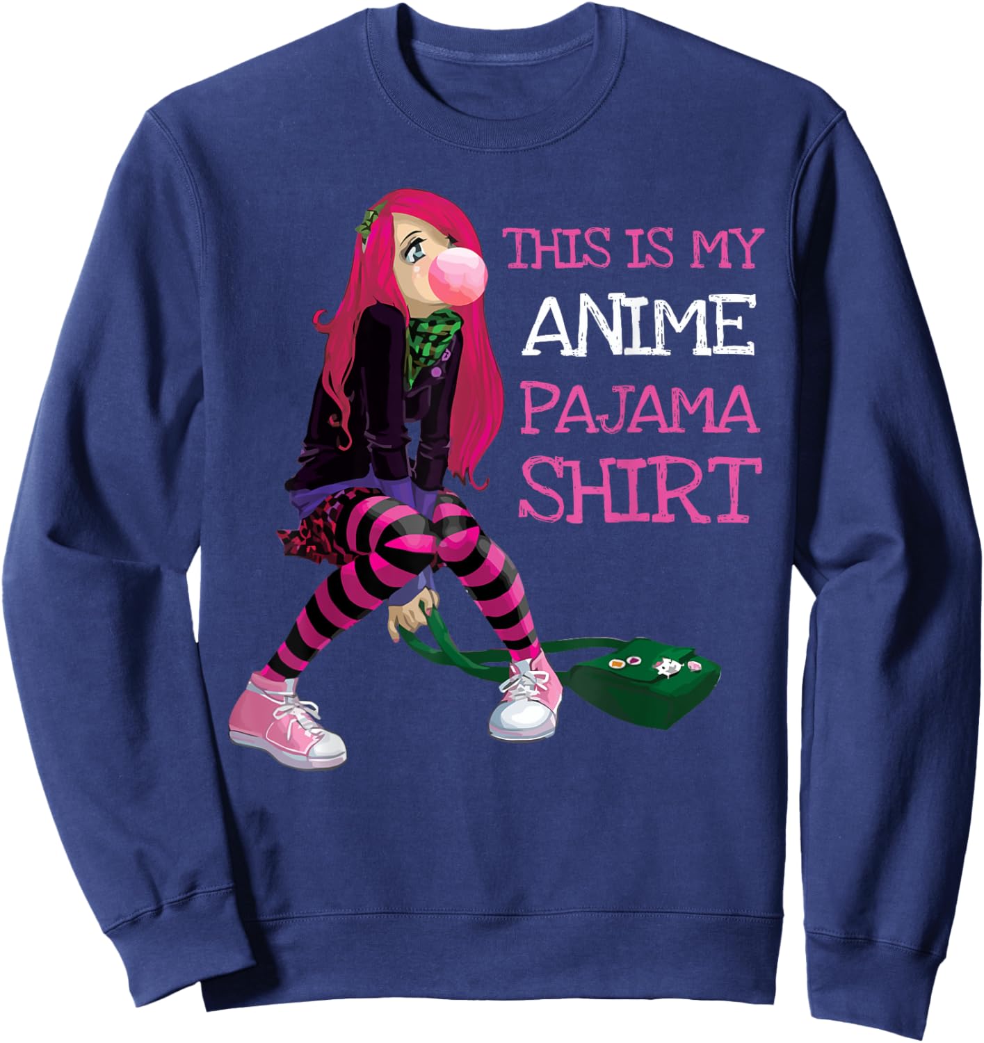 This Is My Anime Pajama Kawaii Anime Girl Goth Teen Kids Sweatshirt - Sweatshirt | Navy