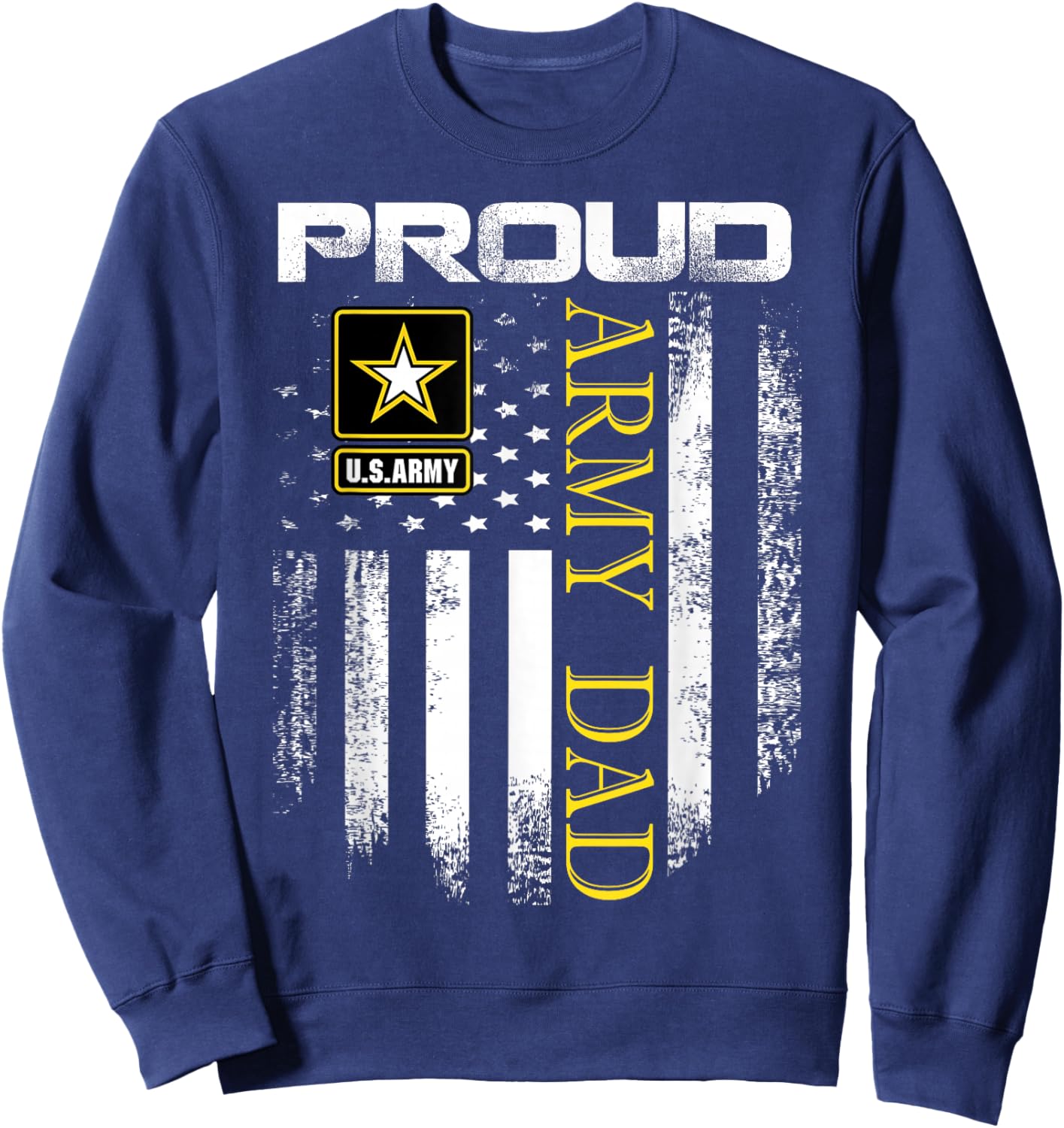 Vintage Proud Army Dad with American Flag Gift Sweatshirt - Sweatshirt | Navy