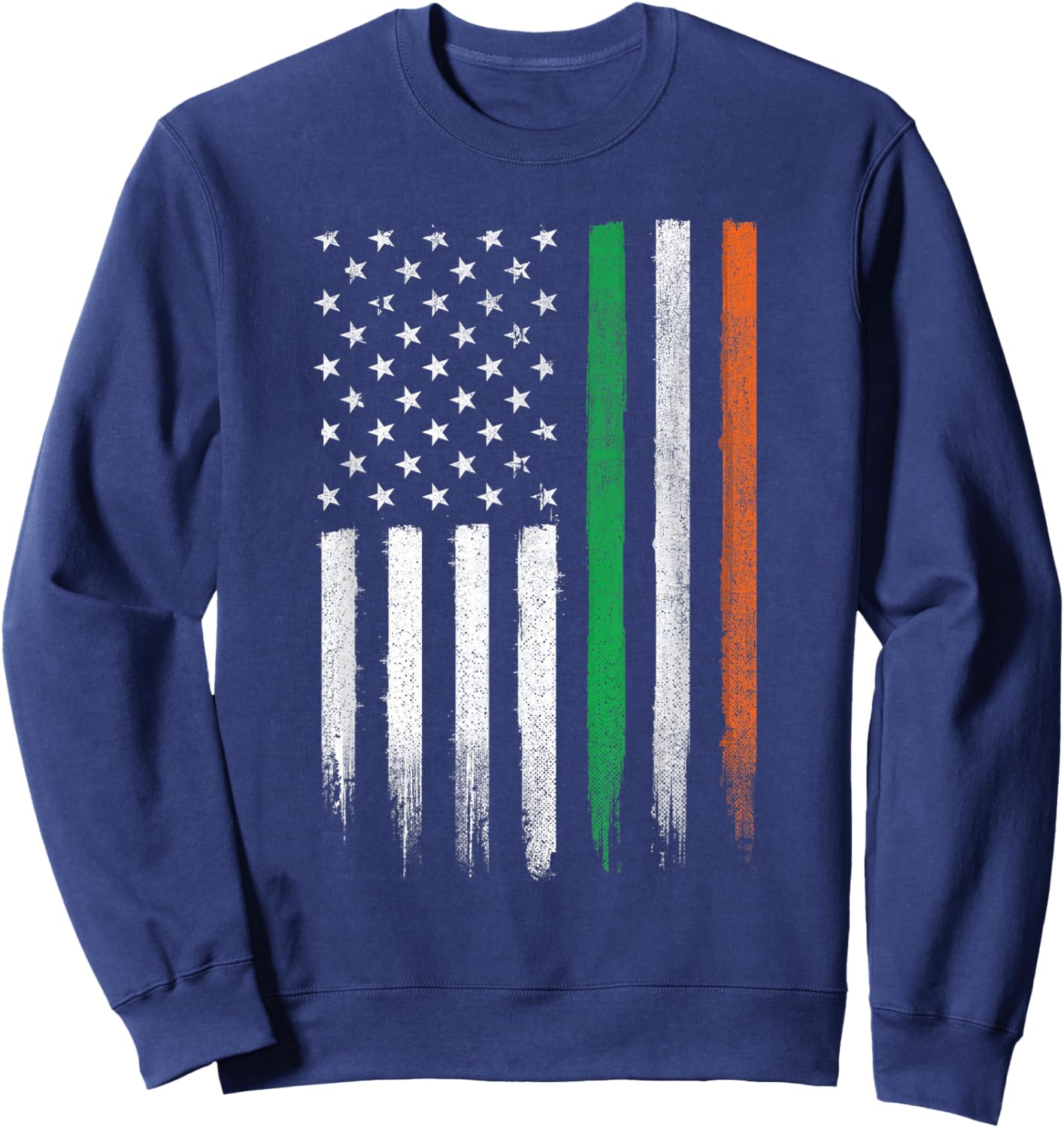Patriotic Irish American Flag Ireland St. Patrick's Day Sweatshirt - Sweatshirt | Navy
