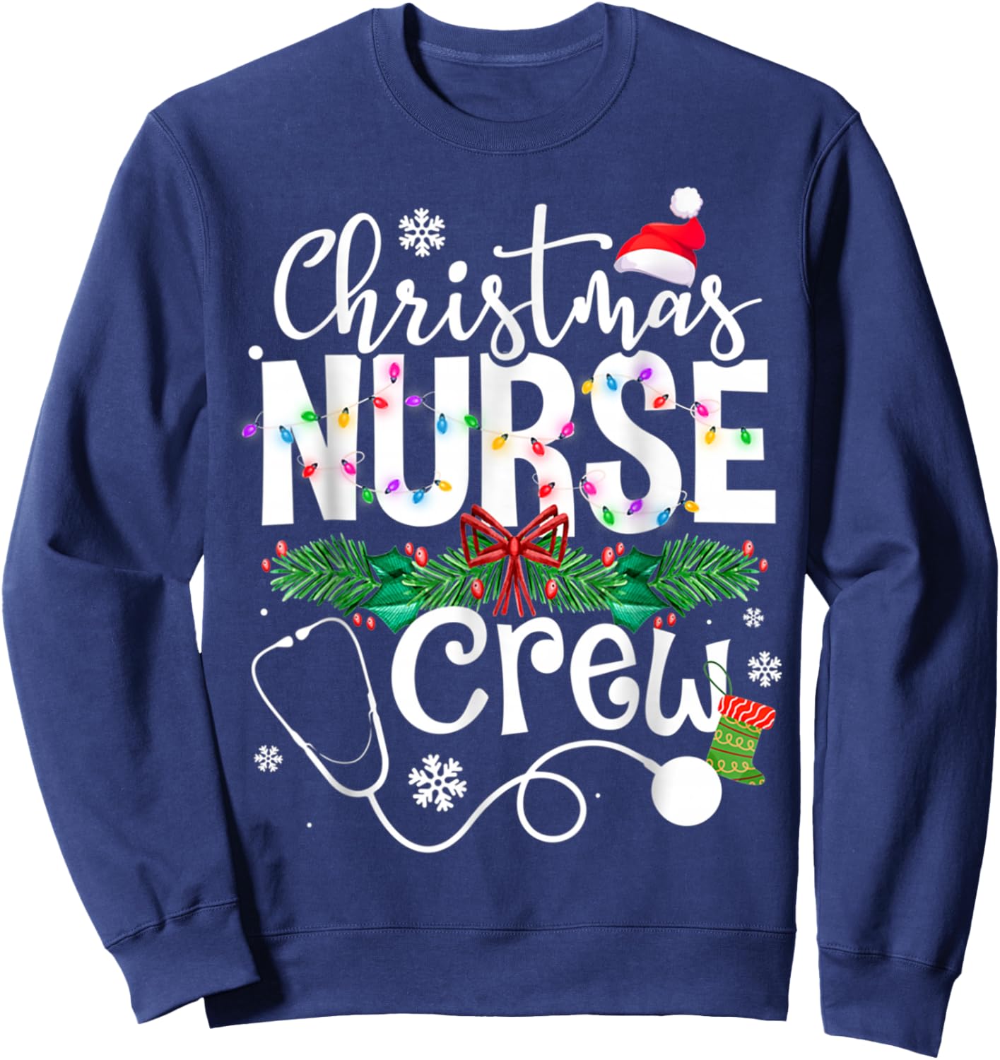 Christmas Nurse Crews Xmas Nursing Matching Holiday Sweatshirt - Sweatshirt | Navy
