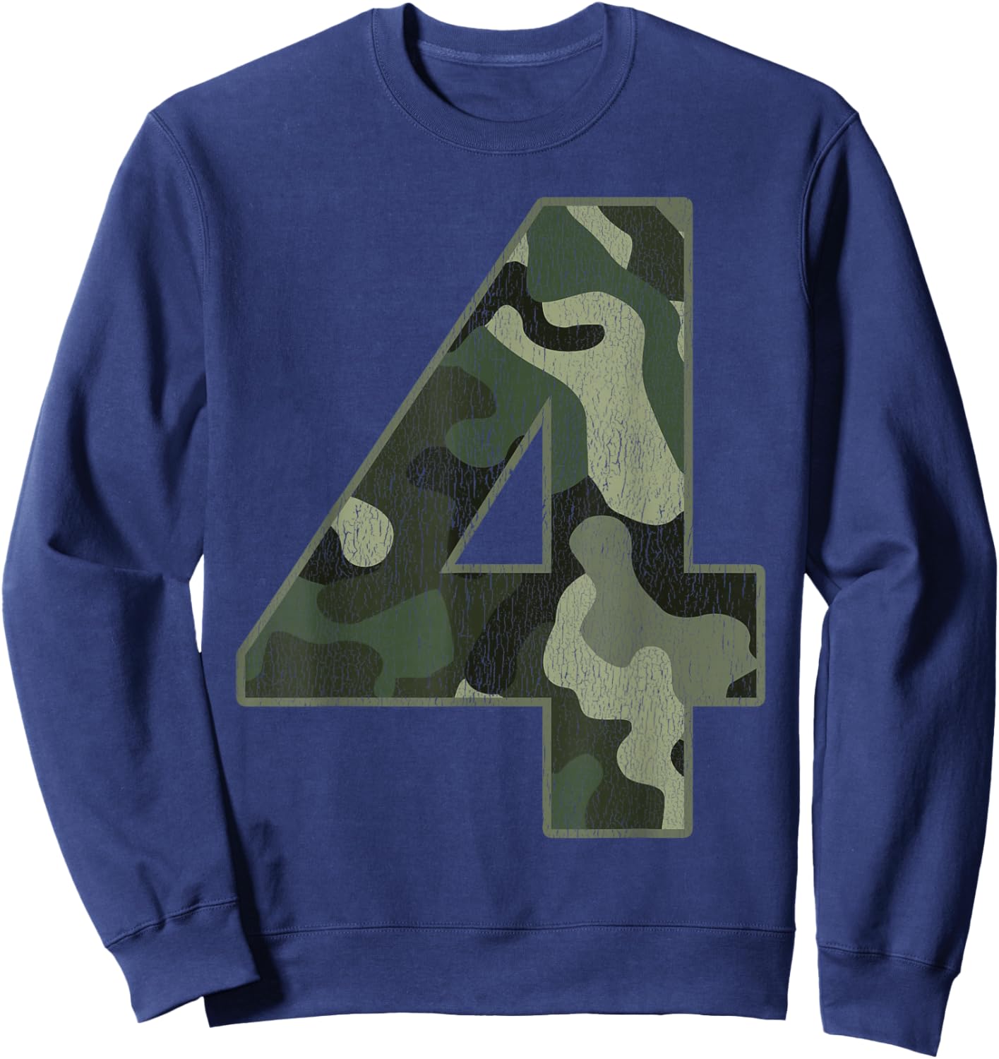 4th Birthday Army Birthday Party 4 Years Old Camo Number 4 Sweatshirt - Sweatshirt | Navy