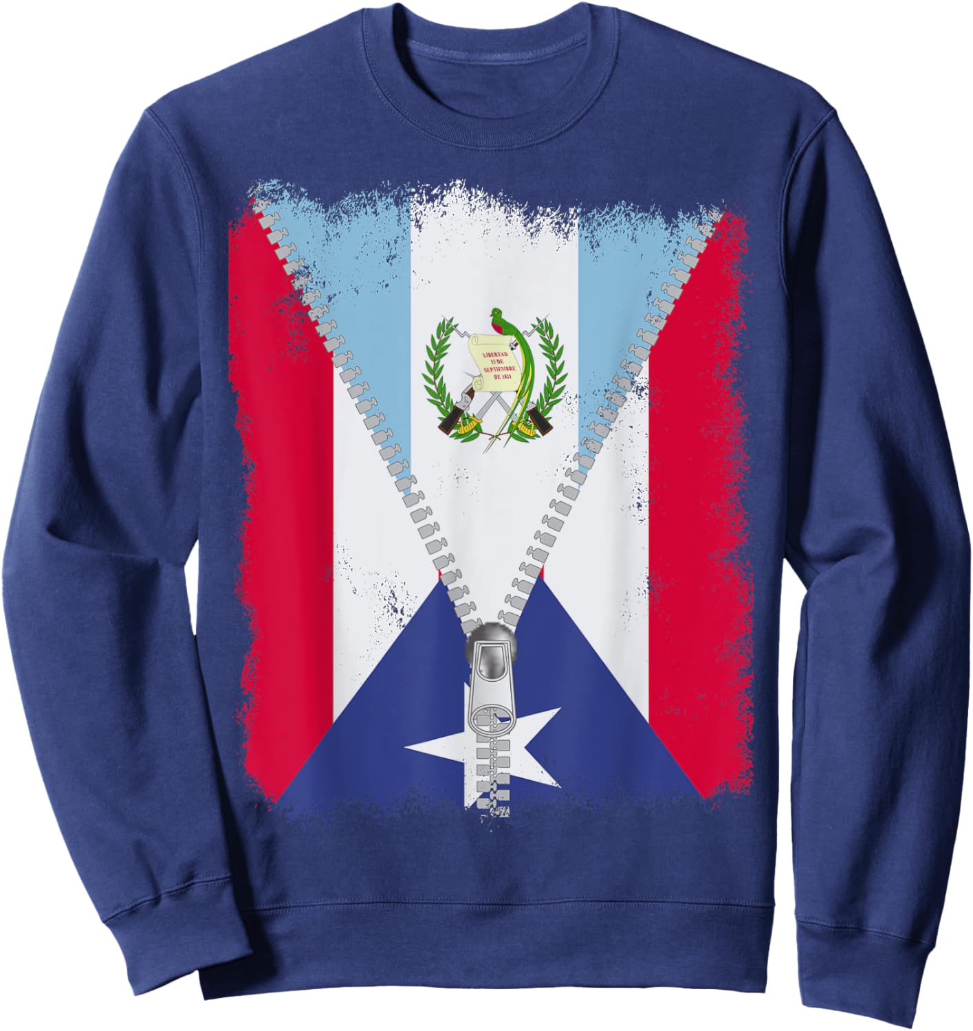 Puerto Rico Flag Guatemalan zip Sweatshirt - Sweatshirt | Navy