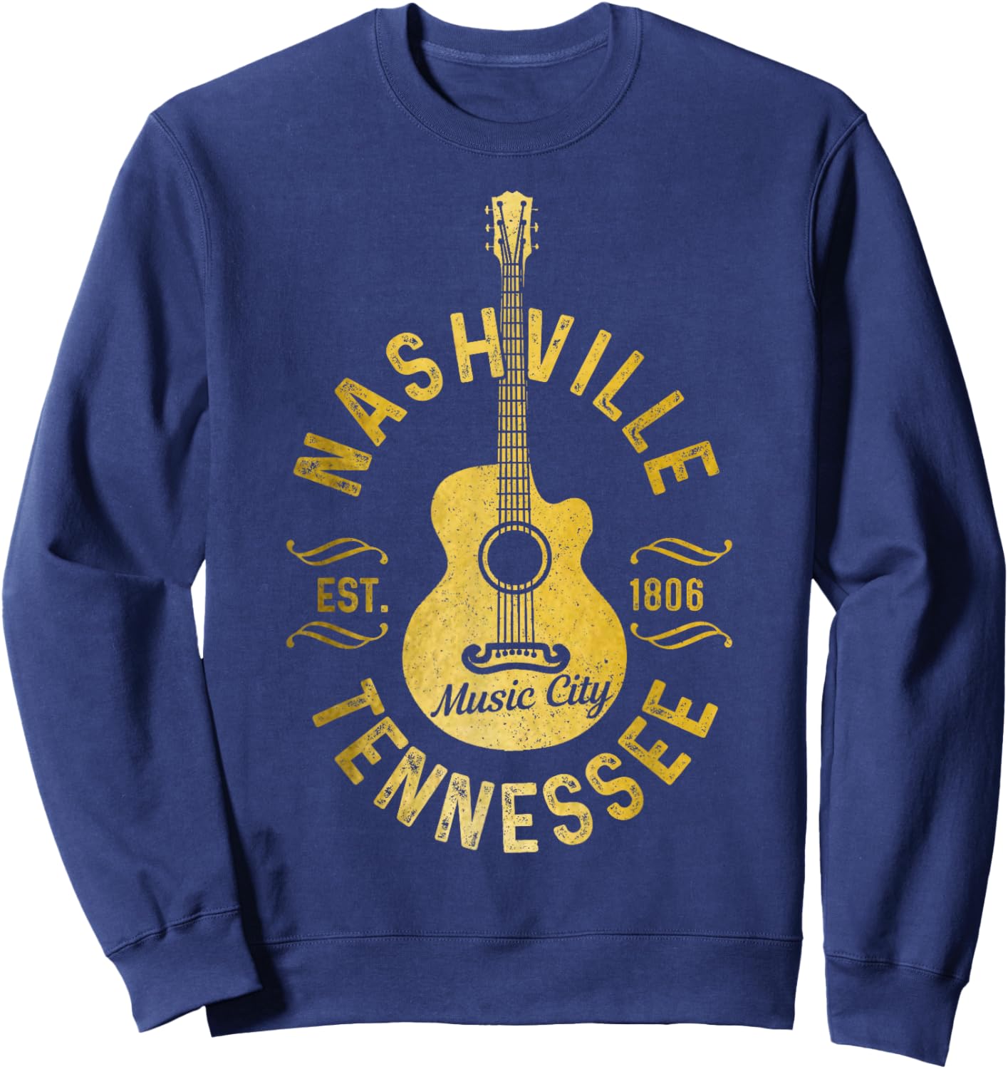 Nashville Tennessee Country Music City Guitar Vintage Nash Sweatshirt - Sweatshirt | Navy