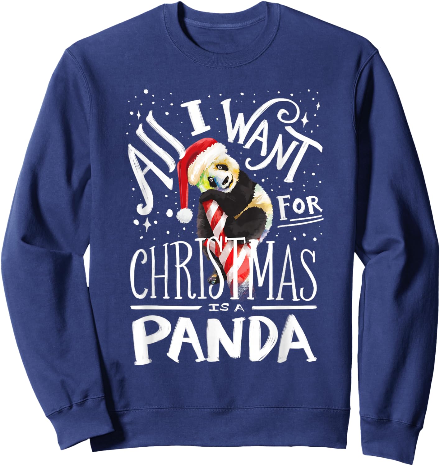 Panda Christmas Santa Hat Xmas Panda Lover Sweatshirt - Sweatshirt | Navy