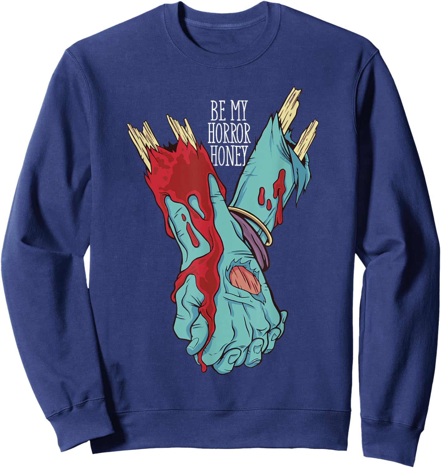 Be My Horror Honey, Zombie Love Couple Sweatshirt - Sweatshirt | Navy
