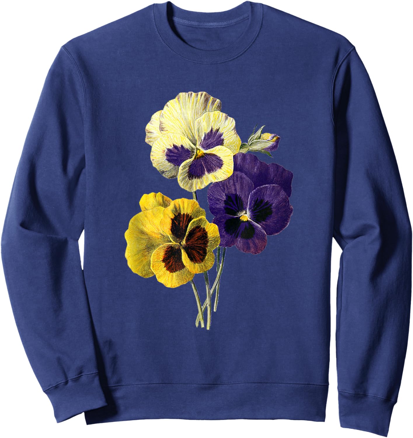 Vintage Pansies Flowers Gardening Gardener Pansy Lover Gift Sweatshirt - Sweatshirt | Navy