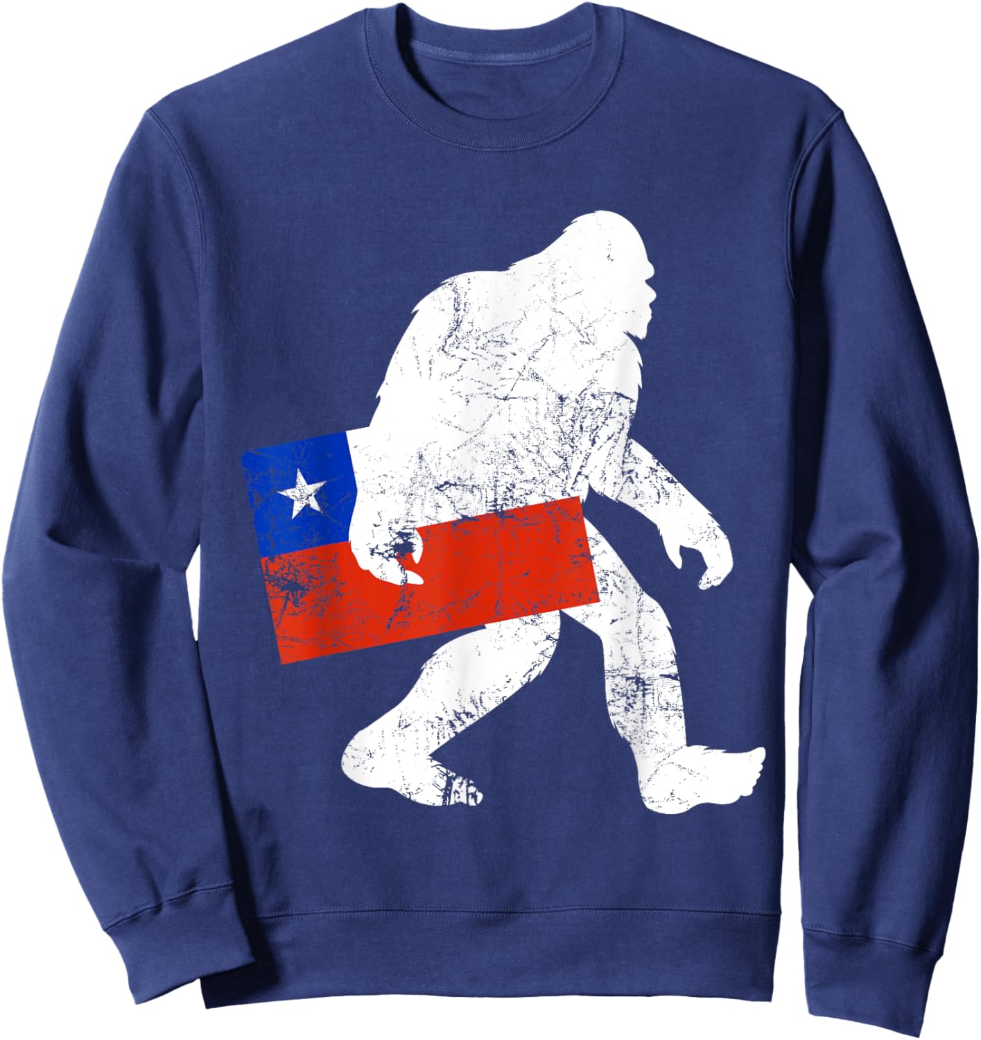 Funny Chilean Bigfoot Chile Flag Sasquatch Sweatshirt - Sweatshirt | Navy