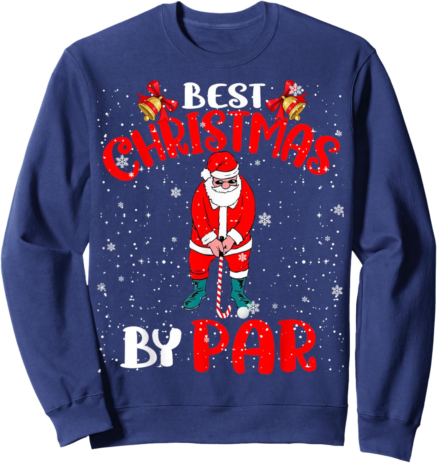 Best Christmas By Par Funny Christmas Santa Golf Player Sweatshirt - Sweatshirt | Navy
