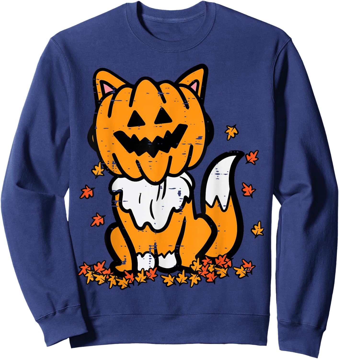 Halloween Fox Pumpkin Fall Autumn Costume Kids Women Men Sweatshirt - Sweatshirt | Navy