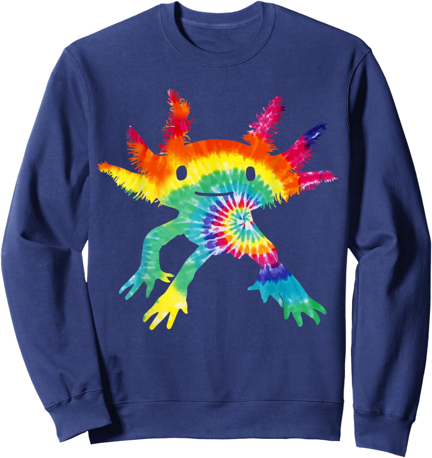 Cute Tie-Dye Axolotl Shirt Kids Boy Girl Salamander Axolotl Sweatshirt - Sweatshirt | Navy