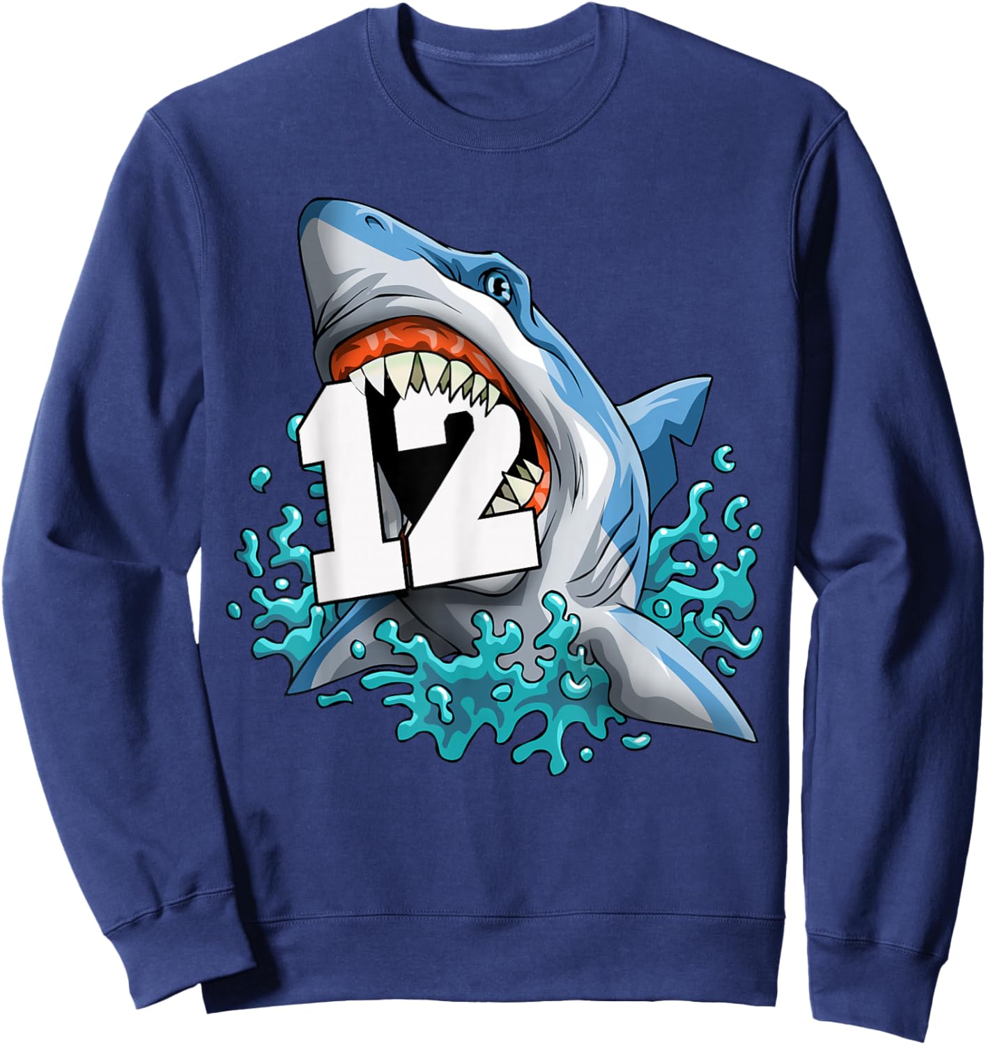 Kids Shark 12th Birthday Boy Funny Shark 12 yrs Old Birthday Sweatshirt - Sweatshirt | Navy