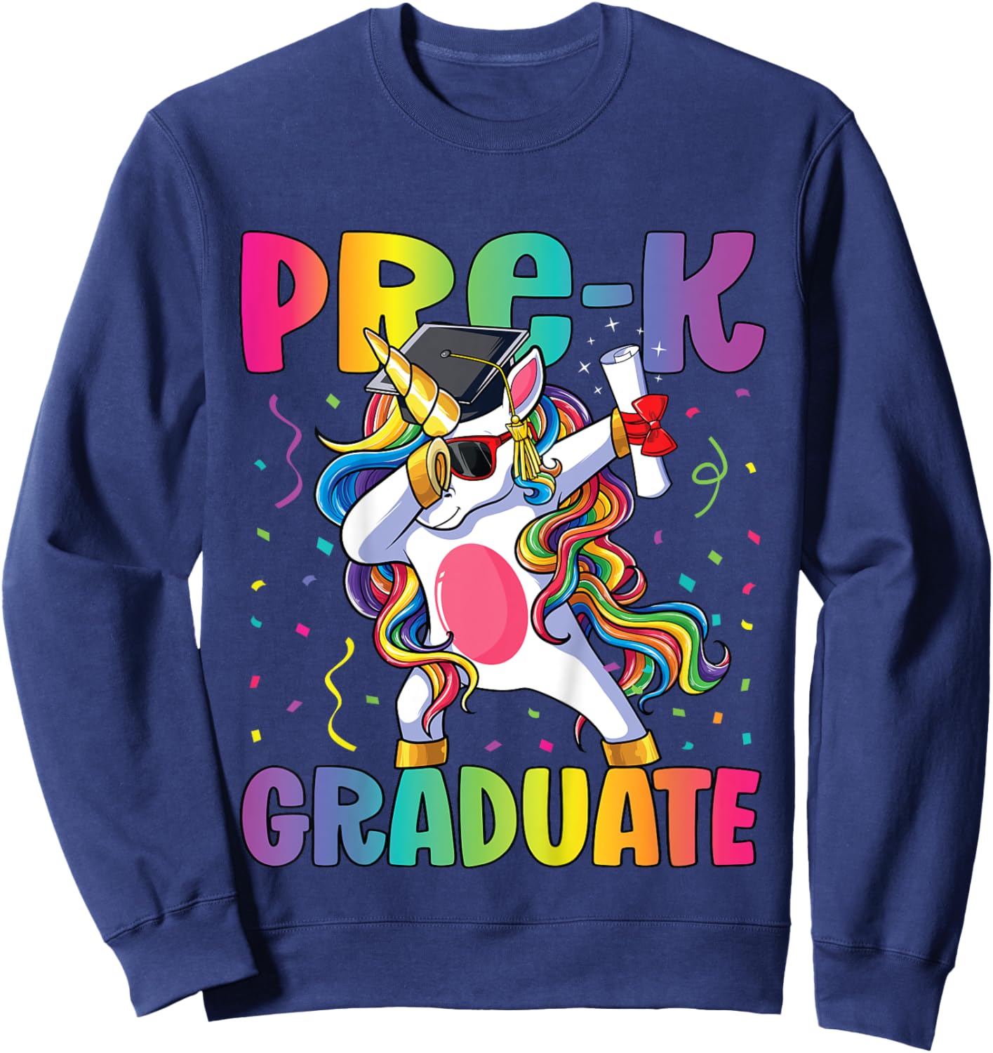 Pre Kindergarten Graduation Dabbing Unicorn Pre-K Graduate Sweatshirt - Sweatshirt | Navy