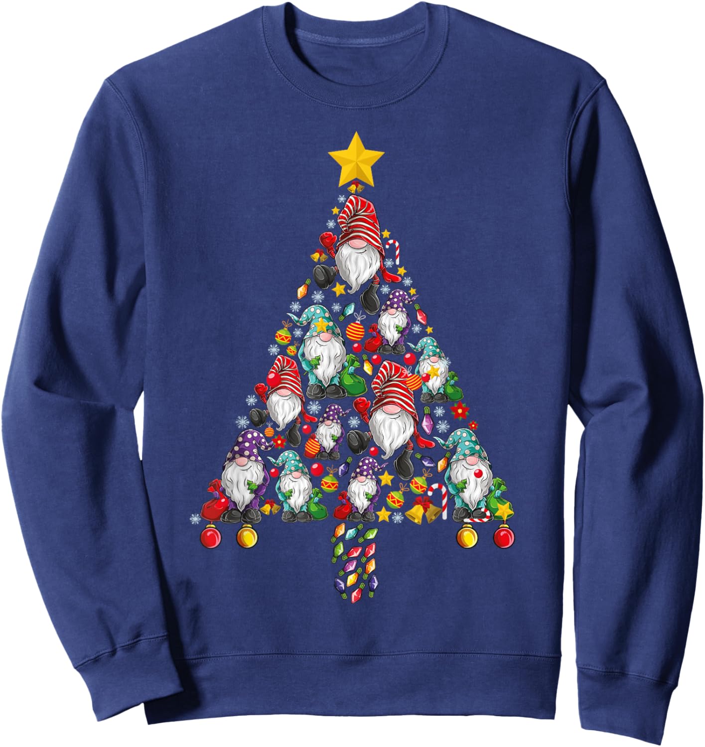Funny Gnomes Christmas Tree Gnomies Family Xmas Men Kids Sweatshirt - Sweatshirt | Navy