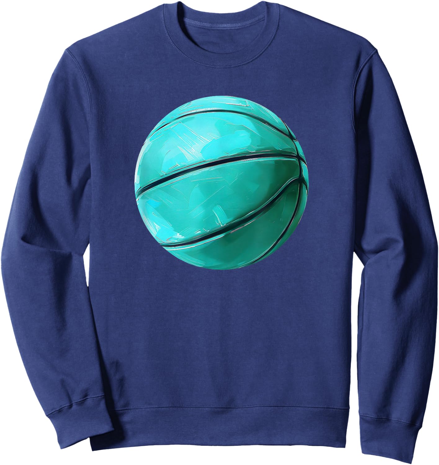 Basketball Ball Sports Teal Turquoise Black Sweatshirt - Sweatshirt | Navy