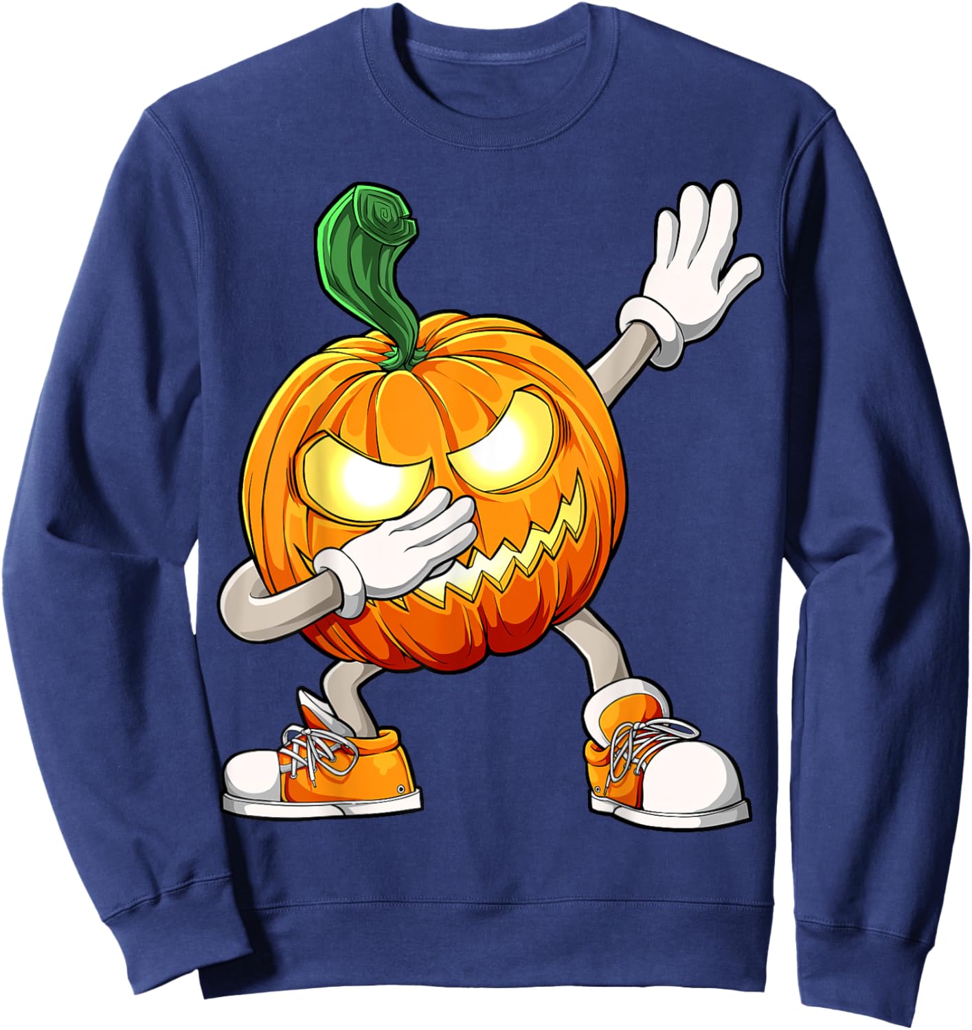 Halloween Boys Dabbing Scary Pumpkin Jack O Lantern Dab Sweatshirt - Sweatshirt | Navy