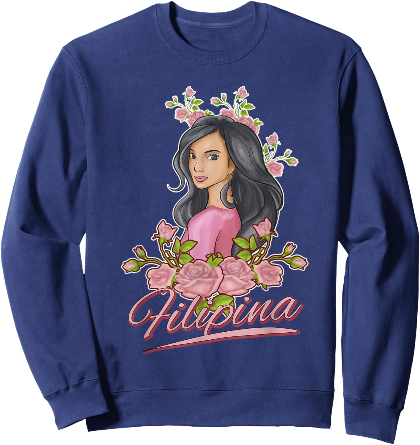 Philippines Filipina Flowers Filipino Girls Sweatshirt - Sweatshirt | Navy