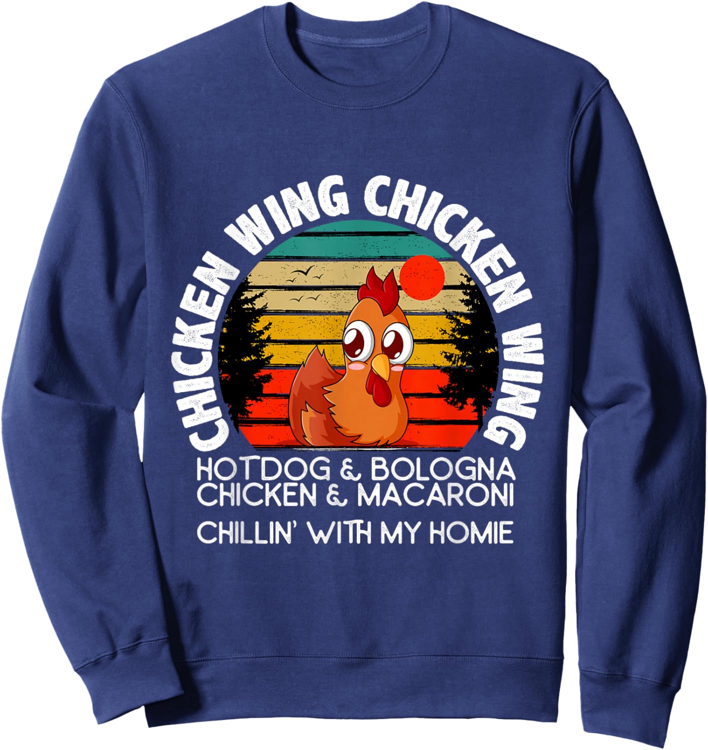 Chicken Wing Chicken Wing Hot Dog Bologna Macaroni Sweatshirt - Sweatshirt | Navy