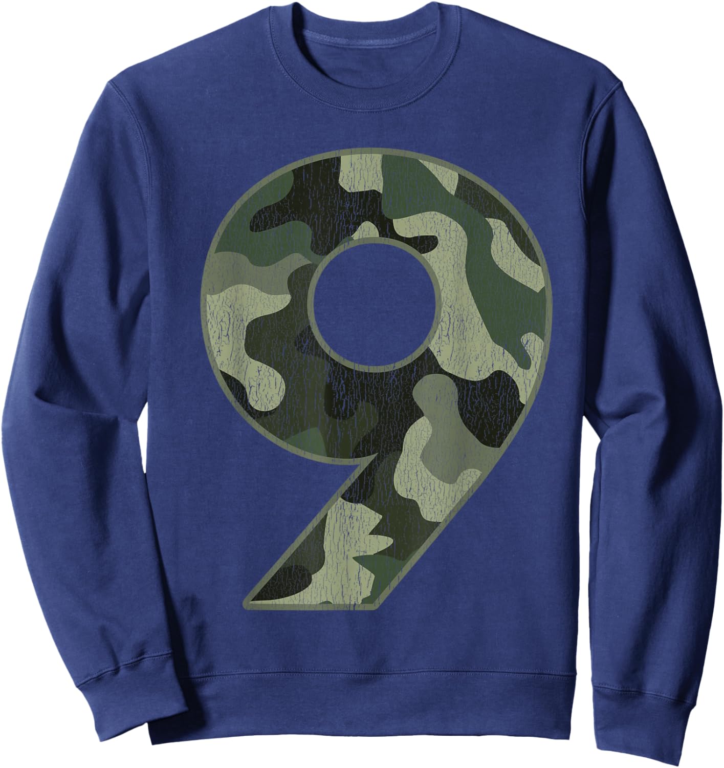 9th Birthday Army Birthday Party 9 Years Old Camo Number 9 Sweatshirt - Sweatshirt | Navy