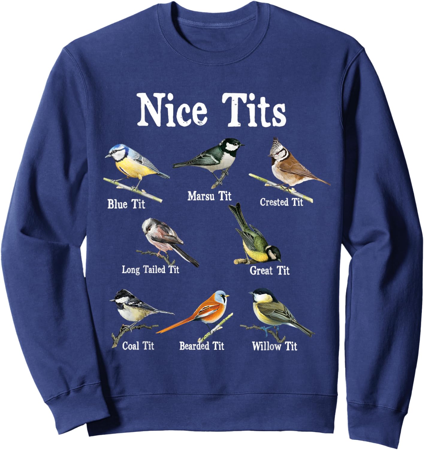 Nice Tits Bird Watching Funny Gifts Adults Men Birder Humor Sweatshirt - Sweatshirt | Navy