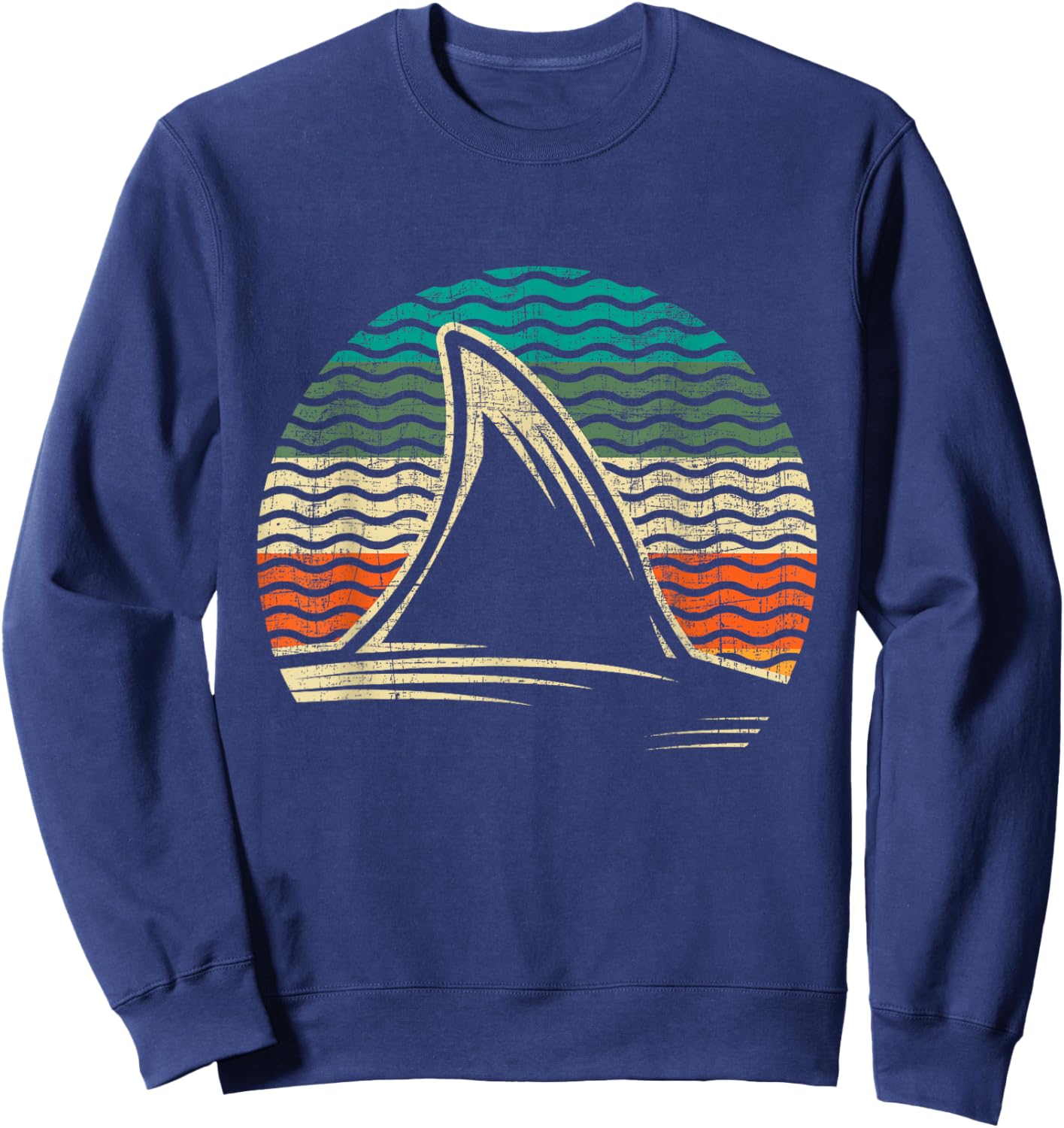 Retro Shark Tail - Marine Biologist Shark Lovers Wildlife Sweatshirt - Sweatshirt | Navy