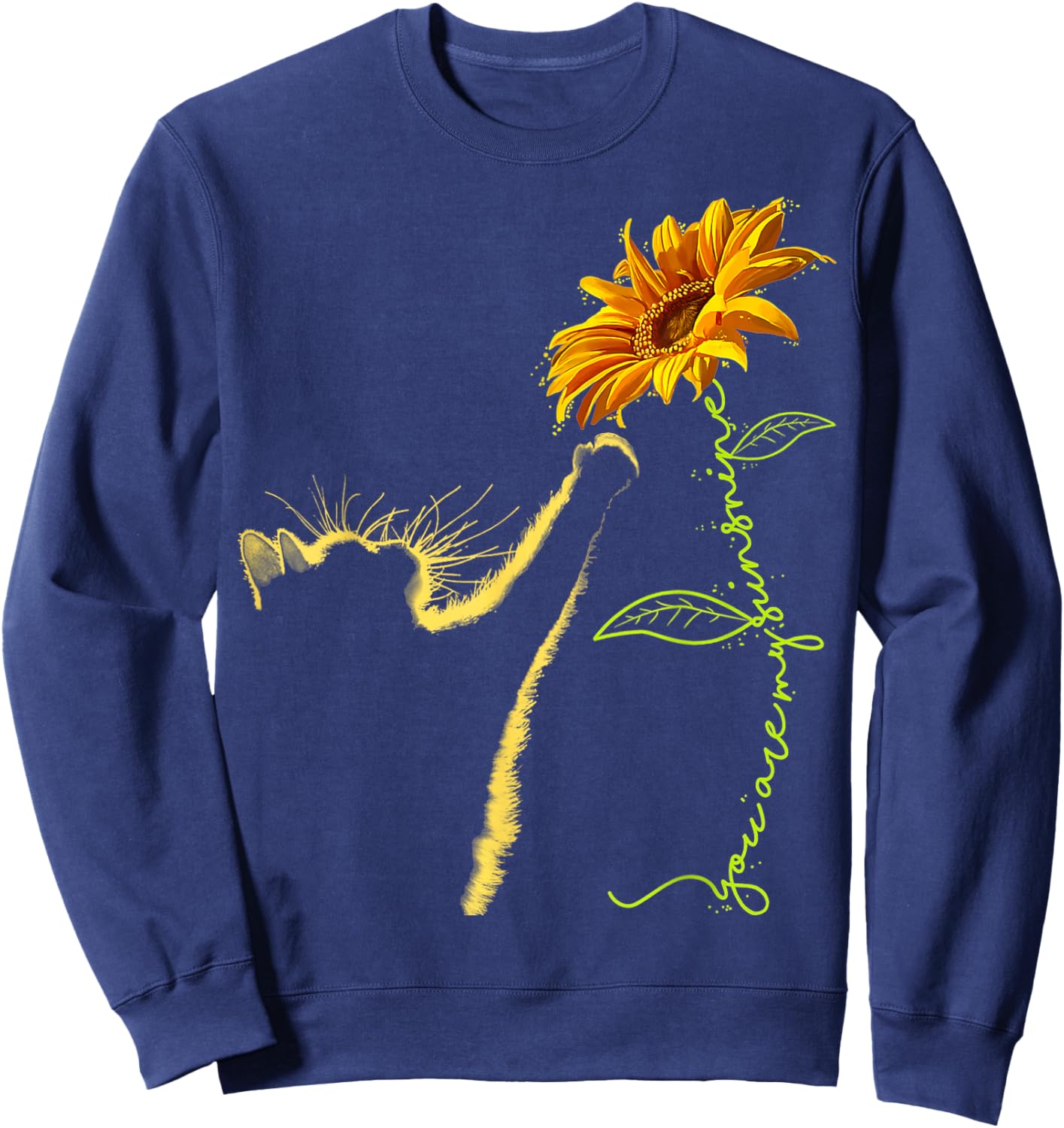Cat Sunflower Gifts for Cat Lovers, Cat Mom, Cat Lady, Women Sweatshirt - Sweatshirt | Navy