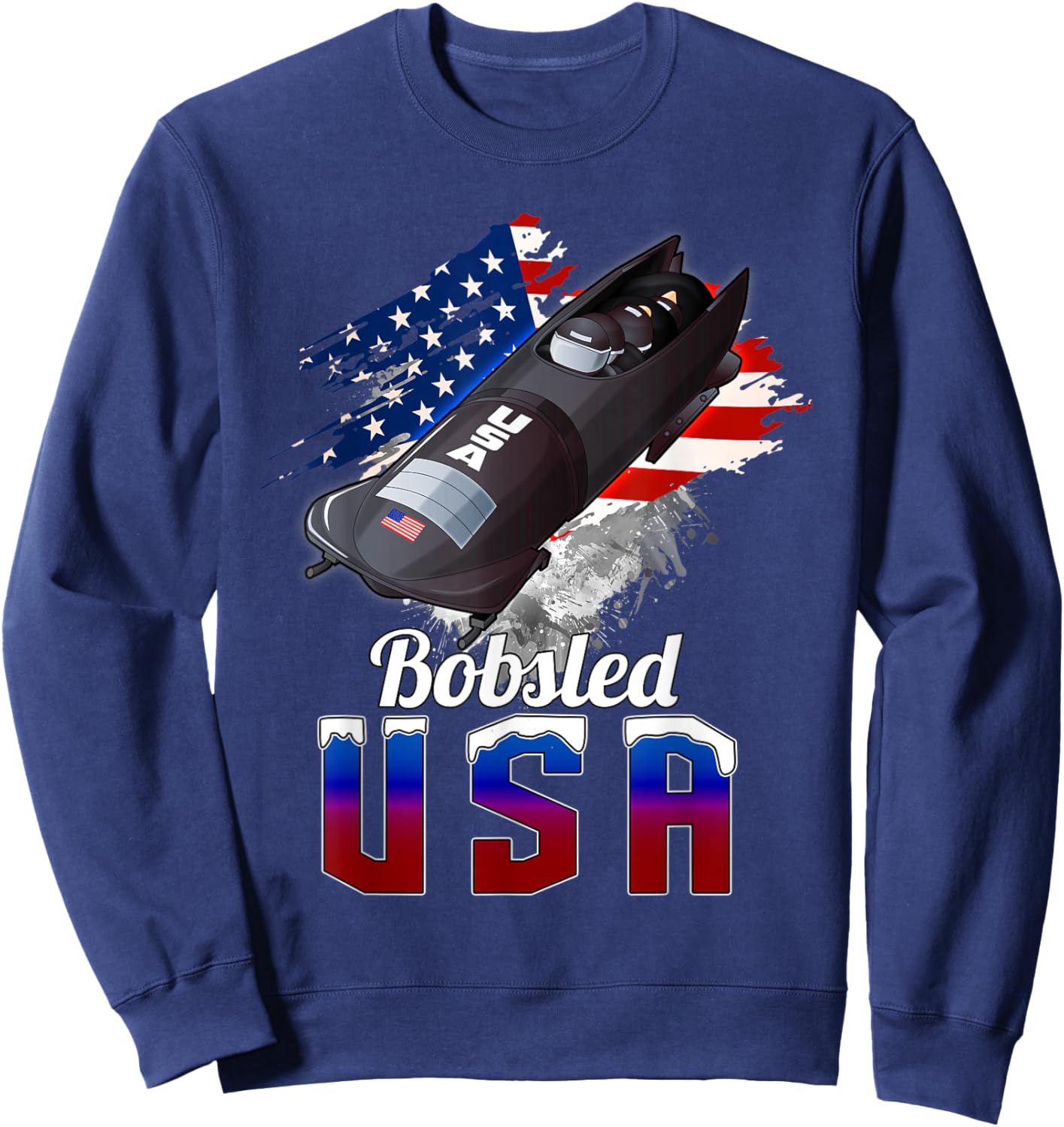 Bobsled Winter Sport USA Flag Gift Apparel Men Women Kid Sweatshirt - Sweatshirt | Navy