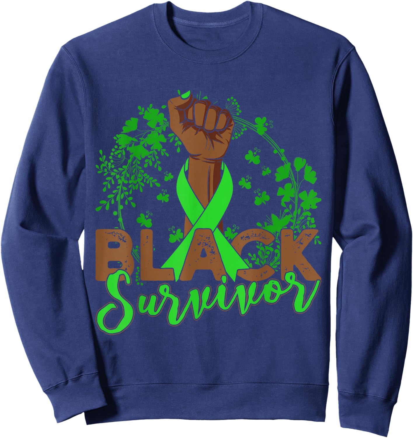 Non Hodgkin Lymphoma Awareness Black Survivor Sweatshirt - Sweatshirt | Navy