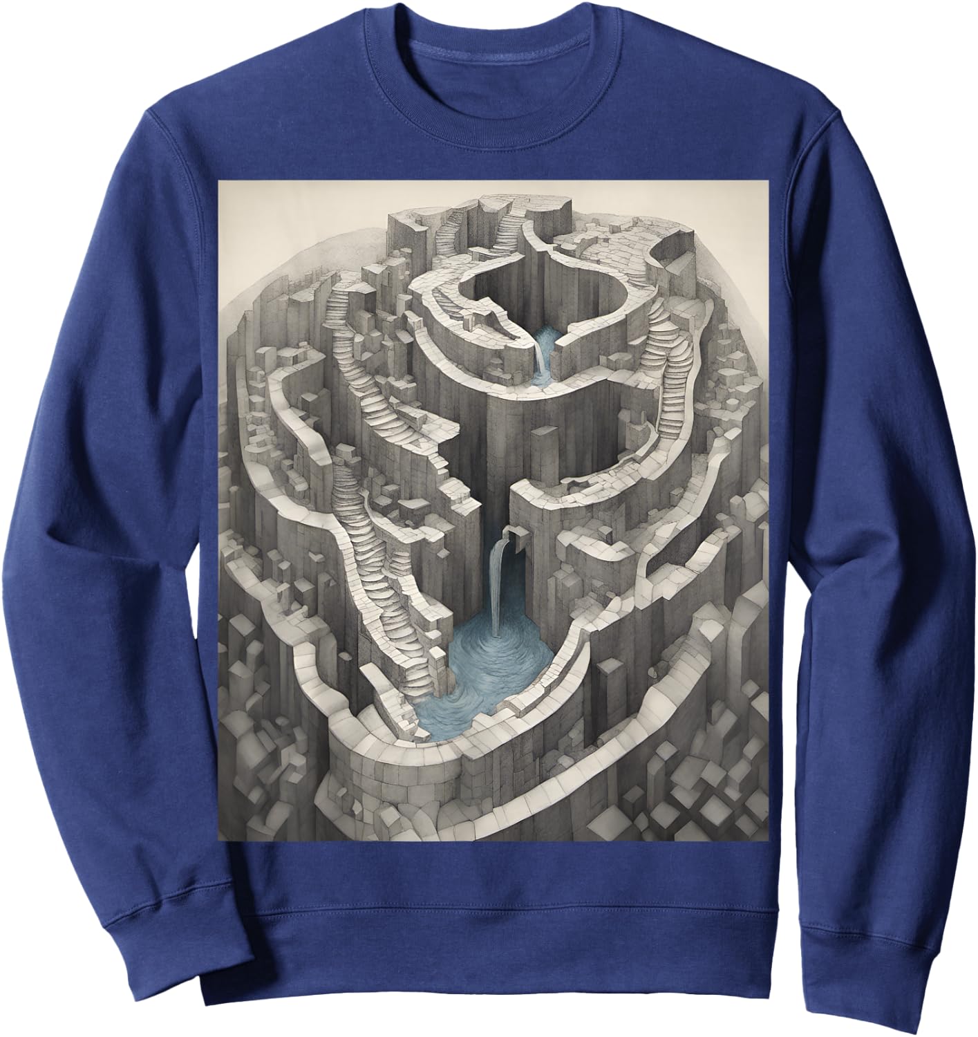 Infinite Waterfall Escher Illusion Sweatshirt - Sweatshirt | Navy