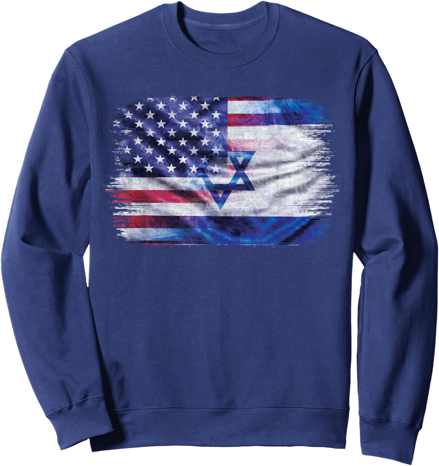 Israeli American Flag Pride Israel USA Sweatshirt - Sweatshirt | Navy