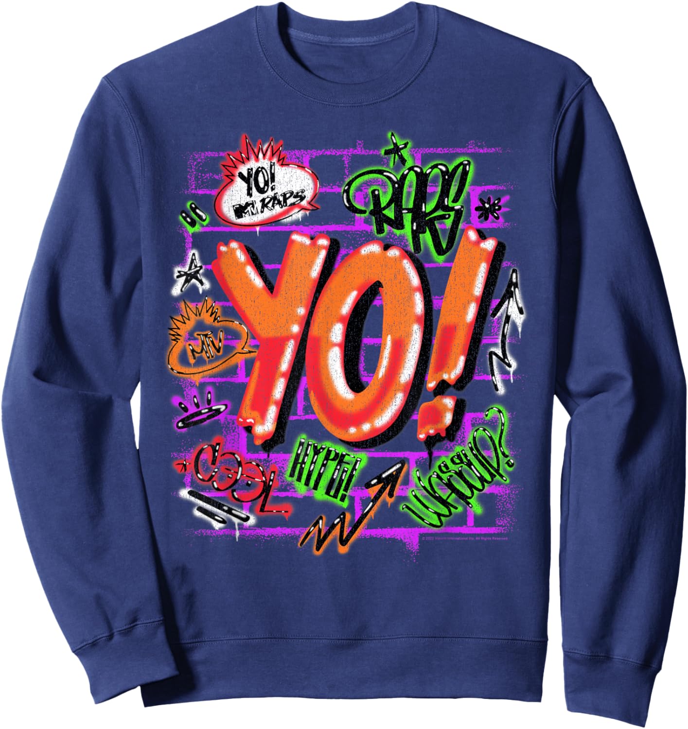 Yo! MTV Raps Graffiti Sweatshirt - Sweatshirt | Navy