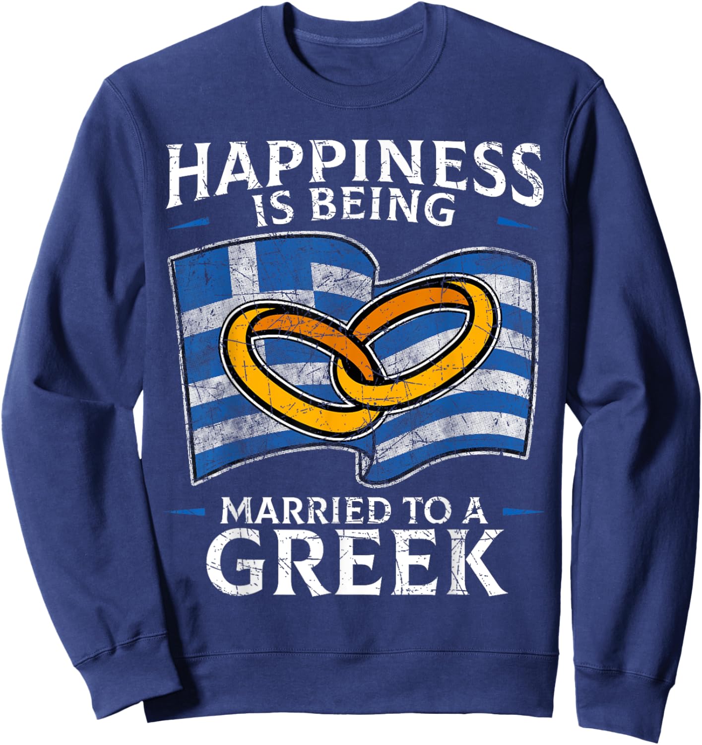 Greek Marriage Greece Married Heritage Flag Culture Roots Sweatshirt - Sweatshirt | Navy