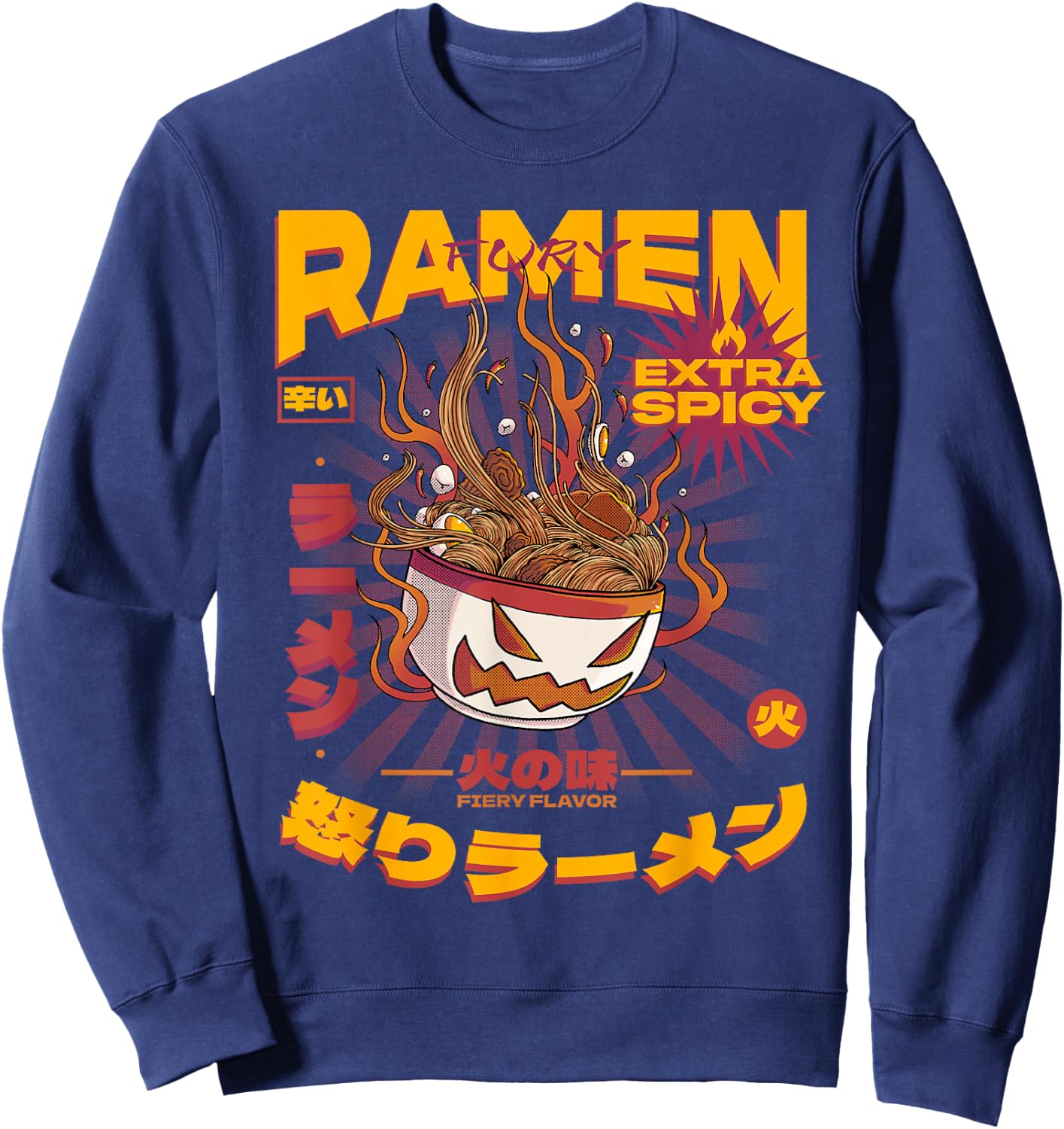Japanese Ramen Noodles Shirt Monster Anime Food Ramen Lovers Sweatshirt - Sweatshirt | Navy