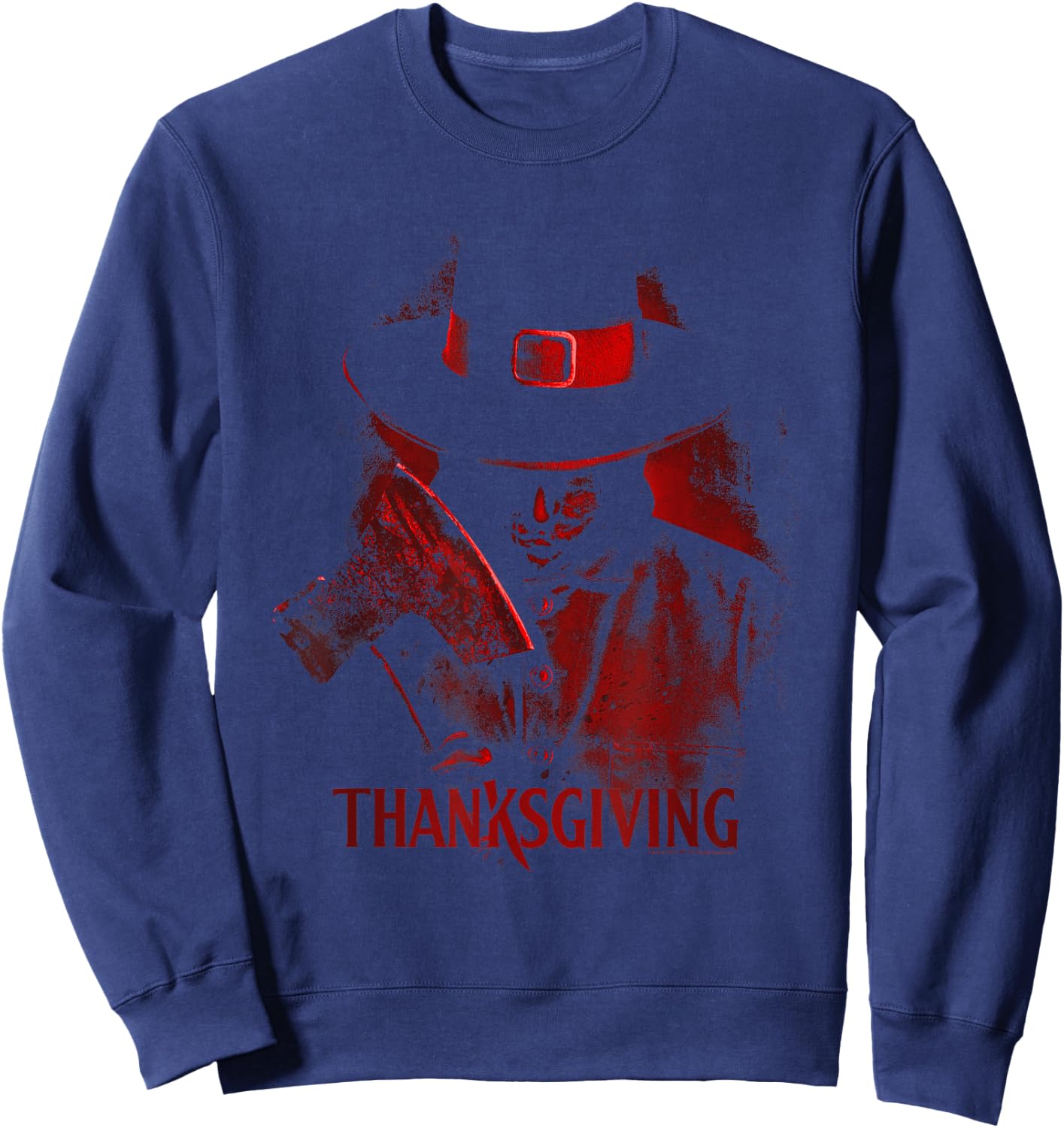 Thanksgiving Red Hue Horror Slasher Film Poster Sweatshirt - Sweatshirt | Navy