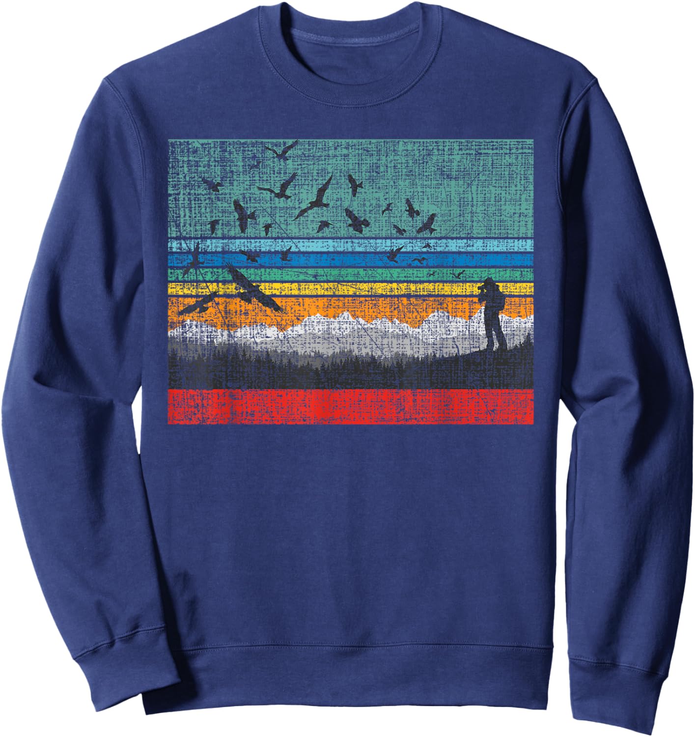 Retro Birding Bird Watching Bird Watcher Birder Sweatshirt - Sweatshirt | Navy
