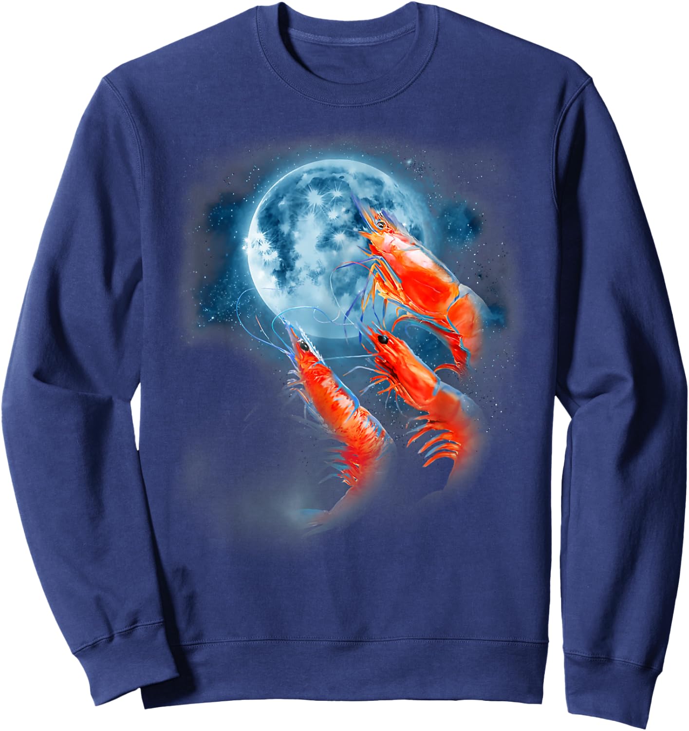Three Shrimp Moon 3 Howling Funny Oddly Specific Dank Meme Sweatshirt - Sweatshirt | Navy