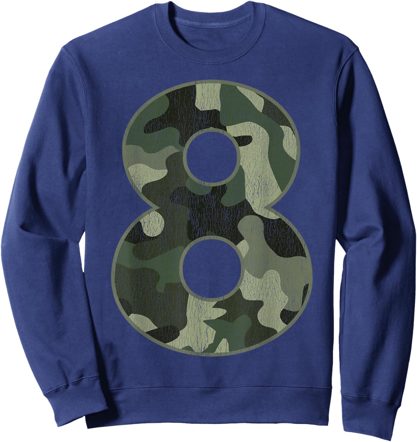 8th Birthday Army Birthday Party 8 Years Old Camo Number 8 Sweatshirt - Sweatshirt | Navy
