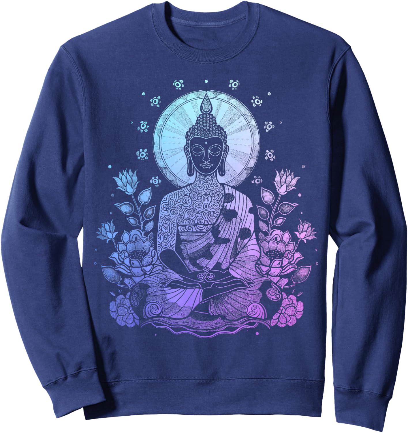 Buddha Floral Vintage Flower Yoga Buddhism Yogi Buddhist Sweatshirt - Sweatshirt | Navy