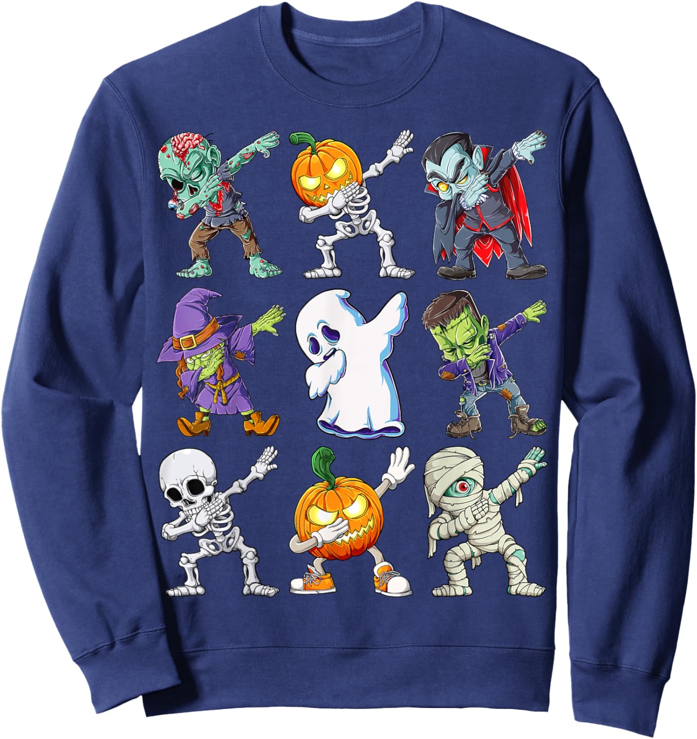 Dabbing Halloween Boys Skeleton Zombie Scary Pumpkin Mummy Sweatshirt - Sweatshirt | Navy