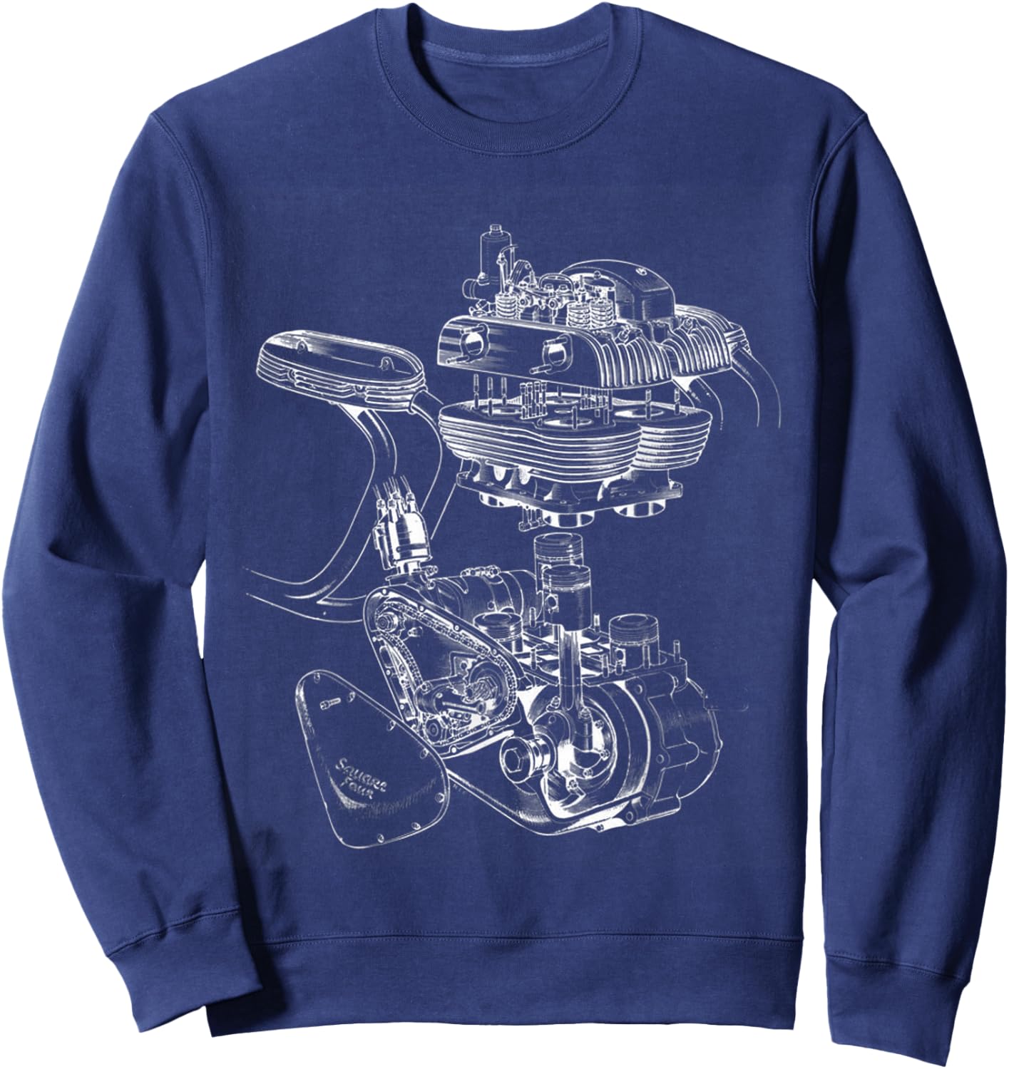 Ariel Square Four Motorcycle Engine Cutaway Sweatshirt - Sweatshirt | Navy